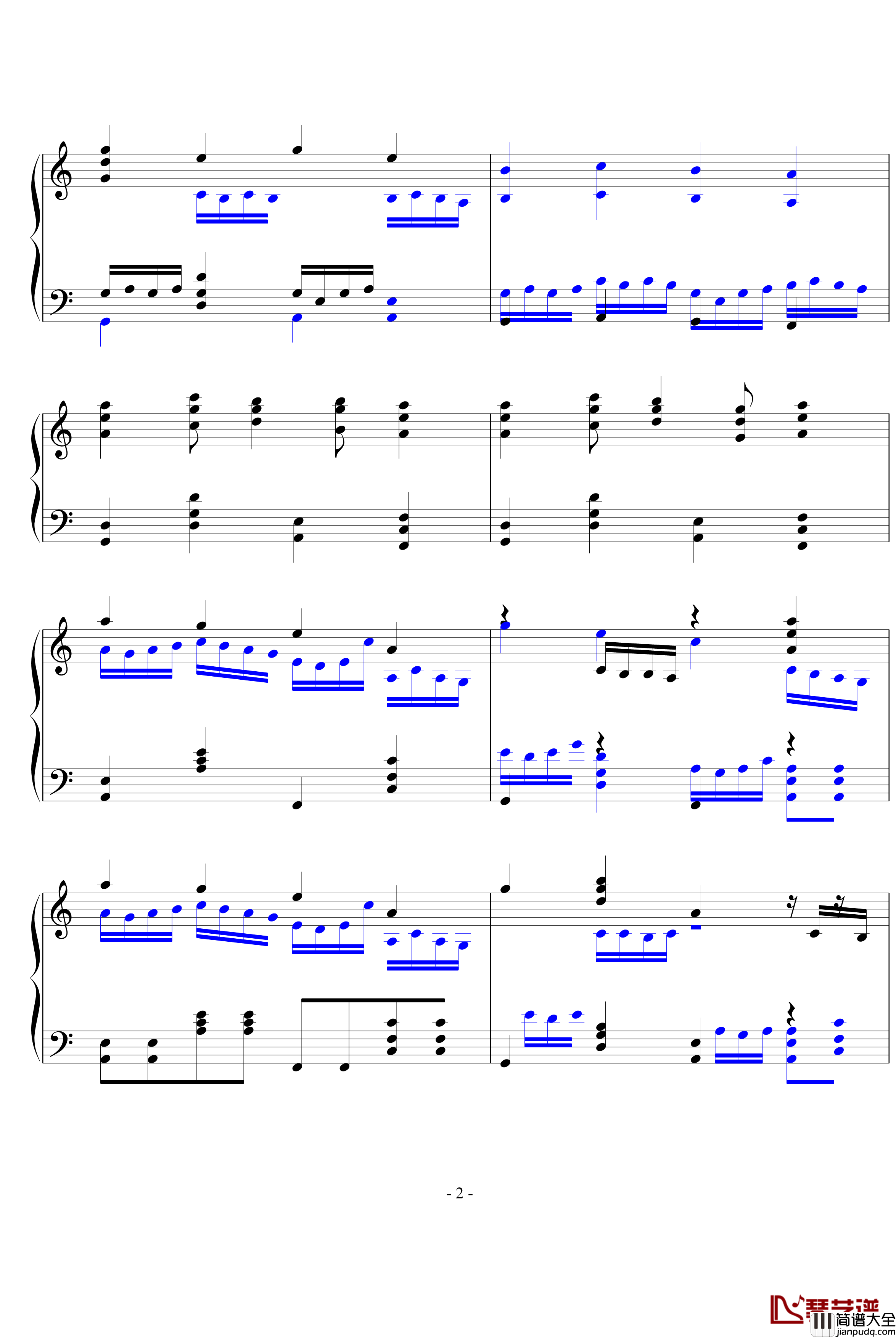 C大调随想钢琴谱_最哎银别VS承
