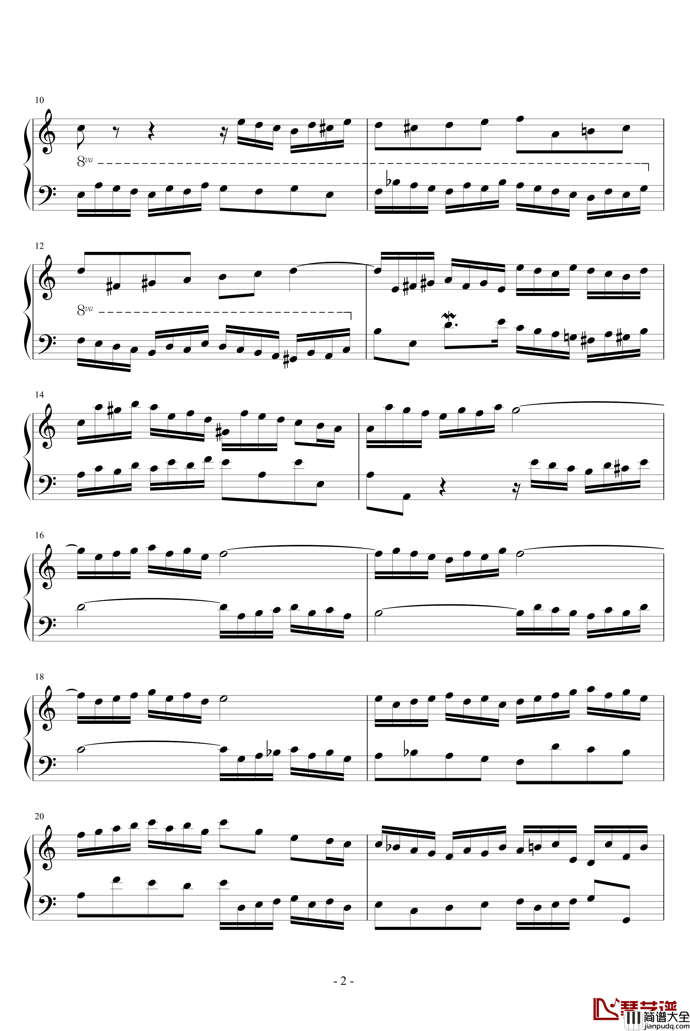 C大调创意曲钢琴谱_巴赫