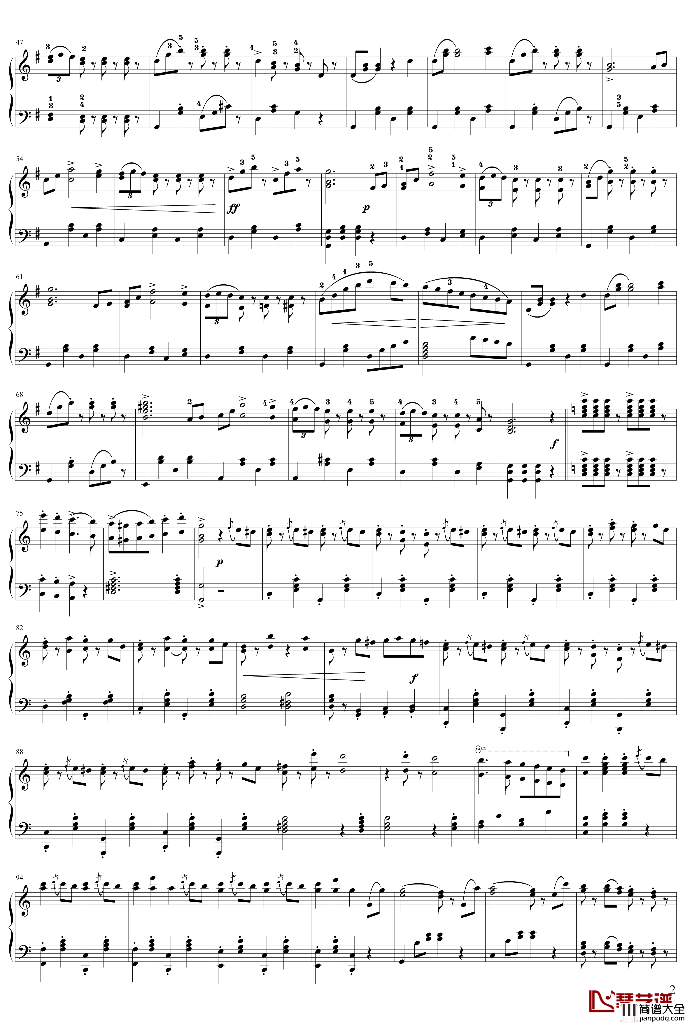 拉德斯基进行曲钢琴谱_独奏版_约翰·斯特劳斯