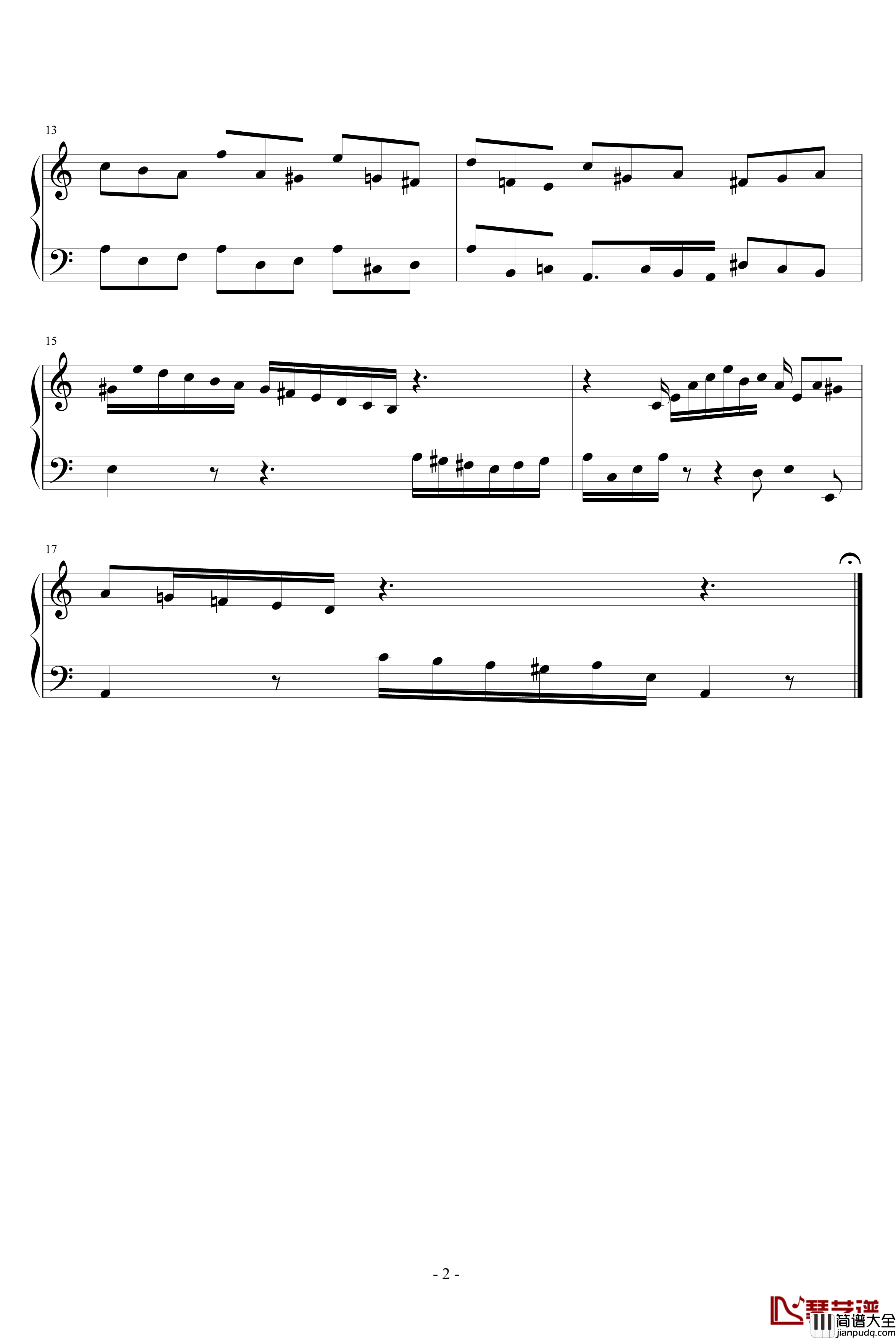 小赋格钢琴谱_巴赫_P.E.Bach