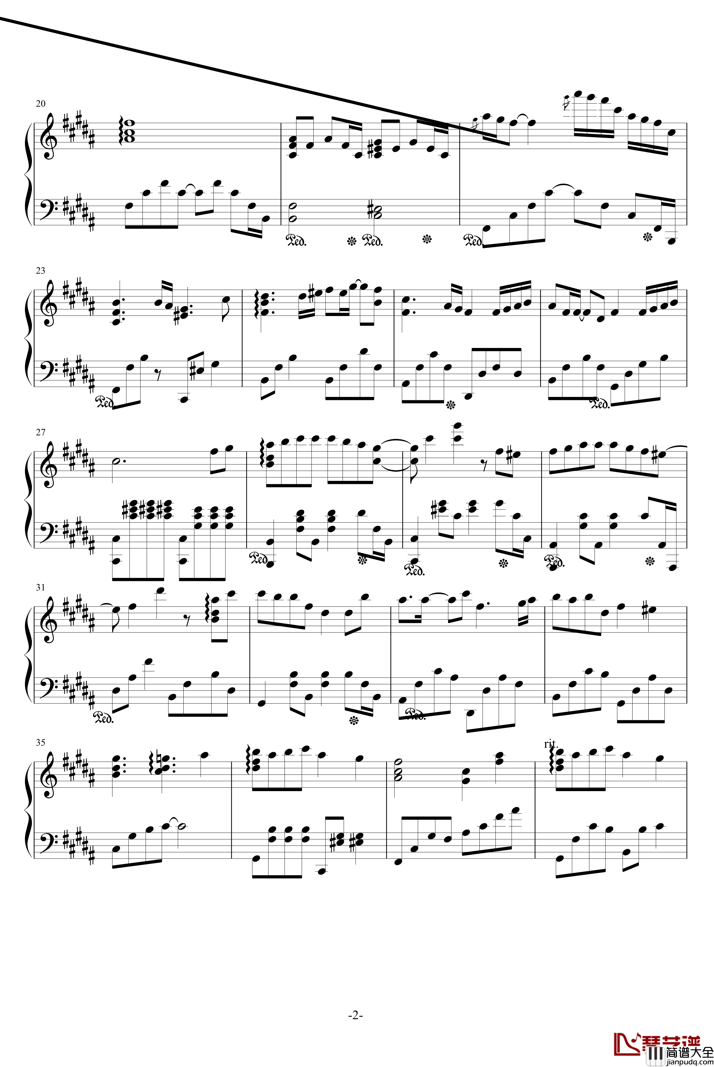 梦里星空钢琴谱_天心琴