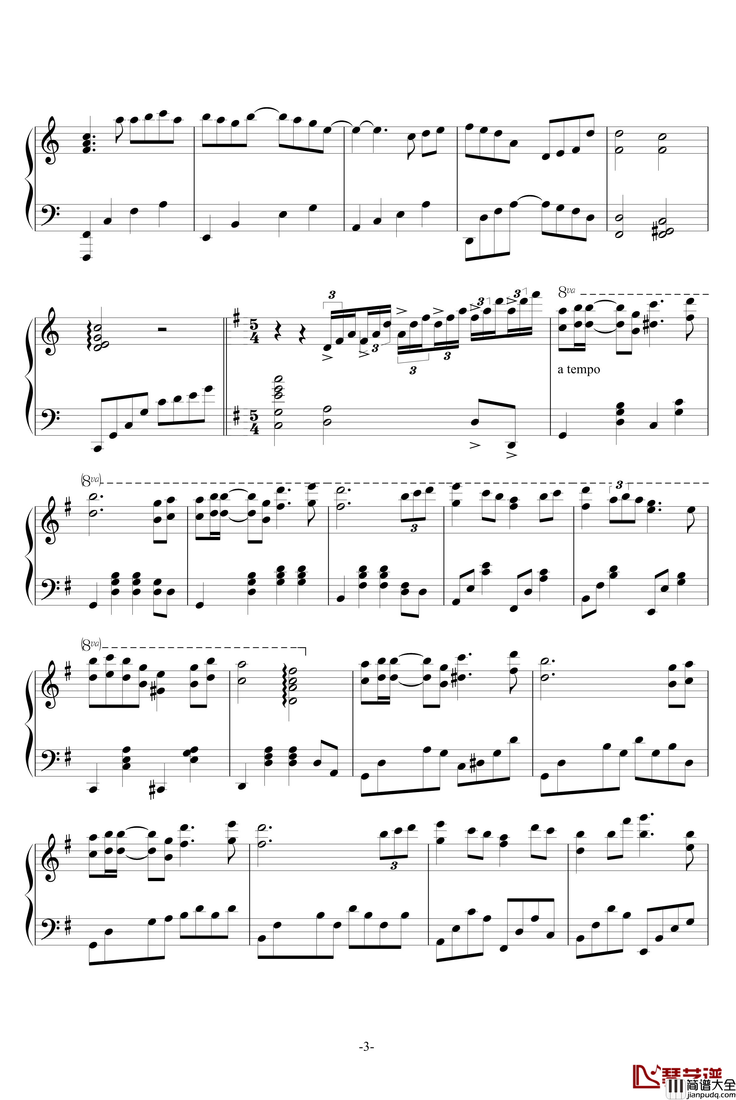 冬日的微笑钢琴谱_无铭