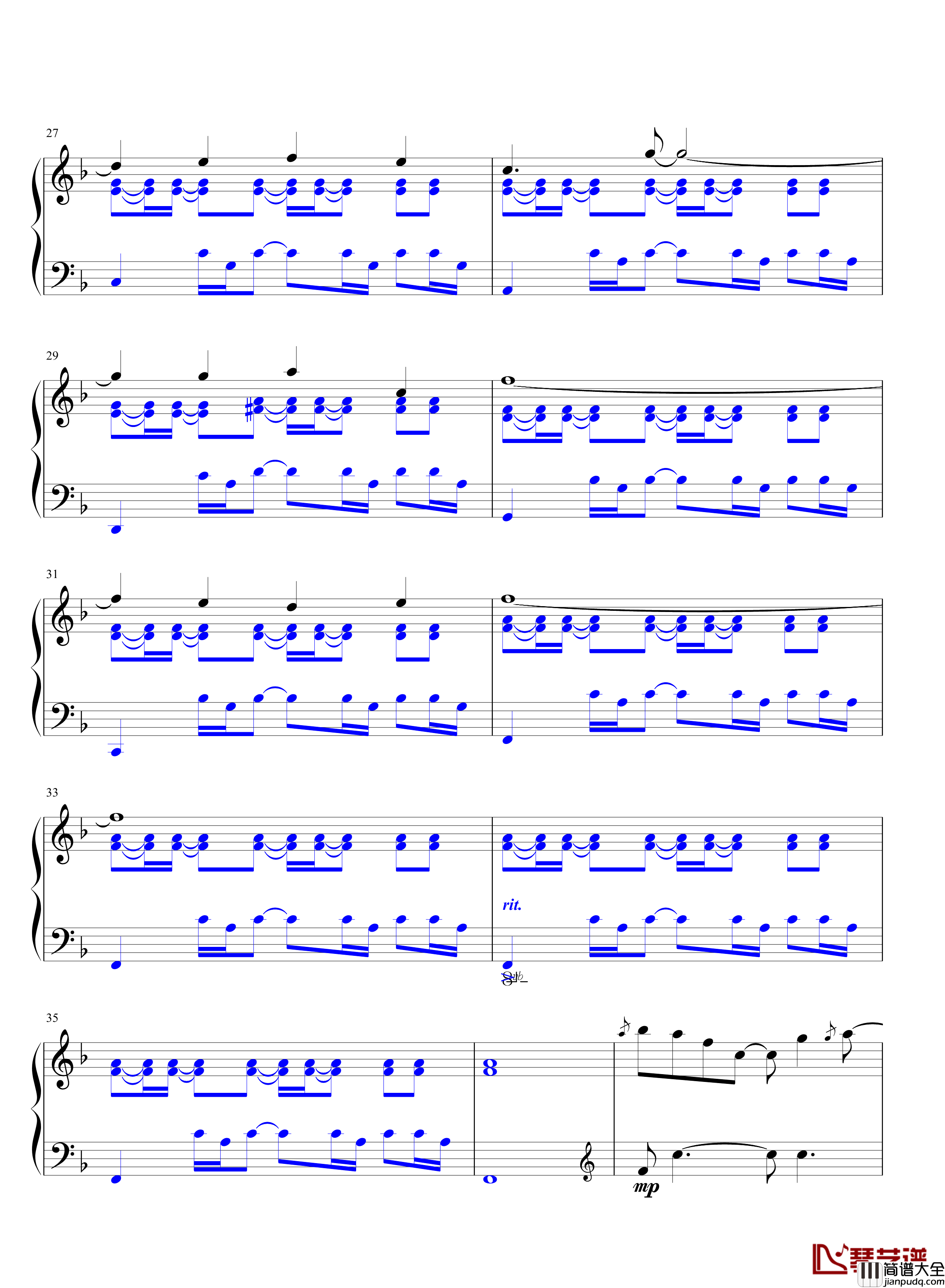 靛青的泪钢琴谱_1.1_幻光组合