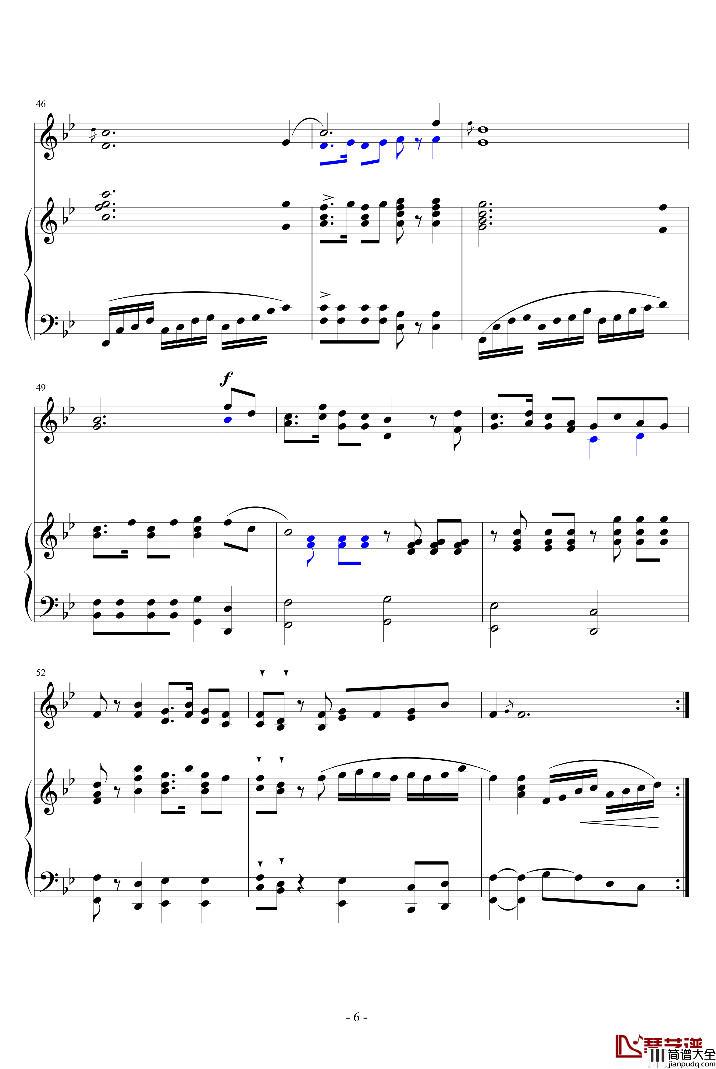 流水恋歌钢琴谱_中国名曲