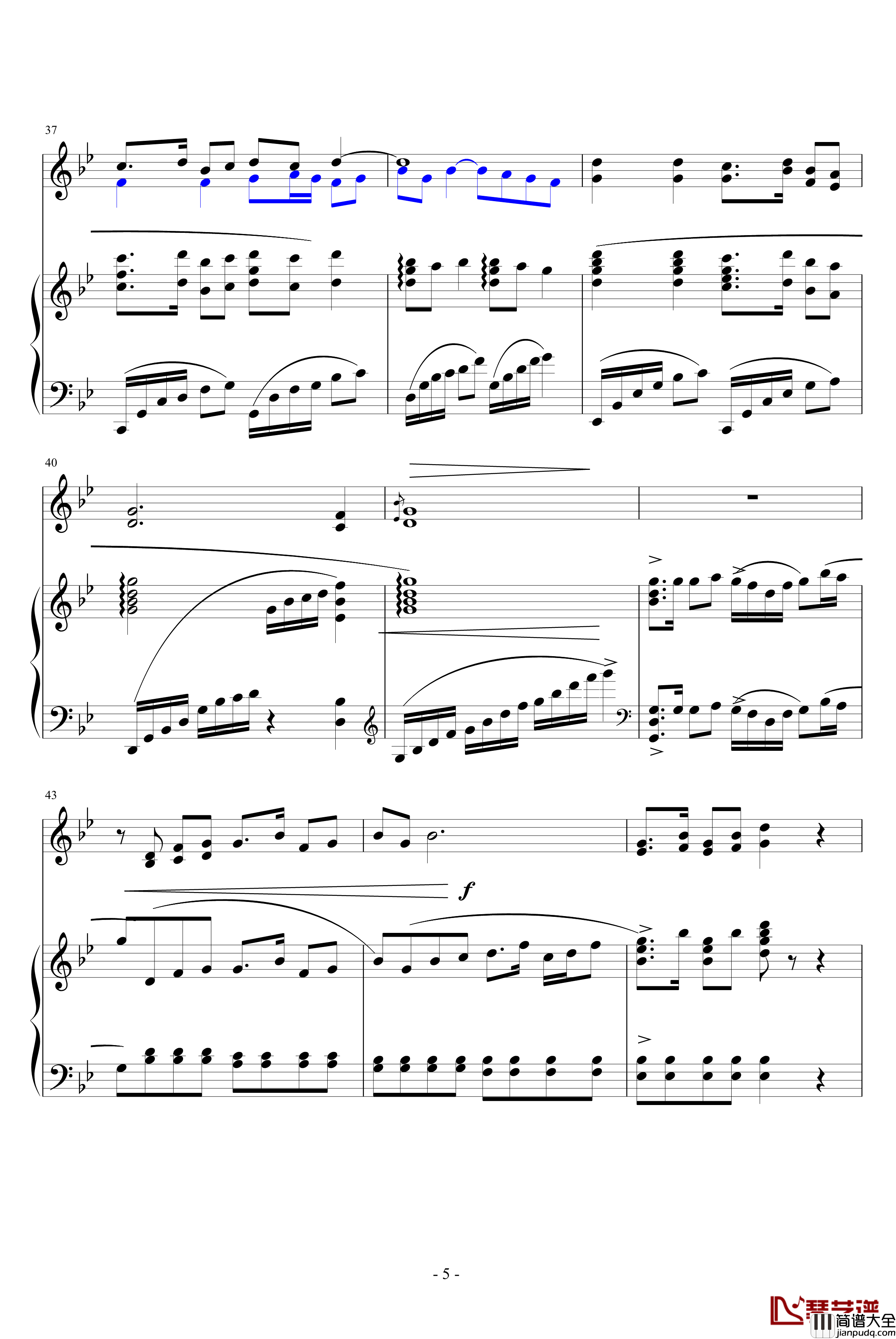 流水恋歌钢琴谱_中国名曲