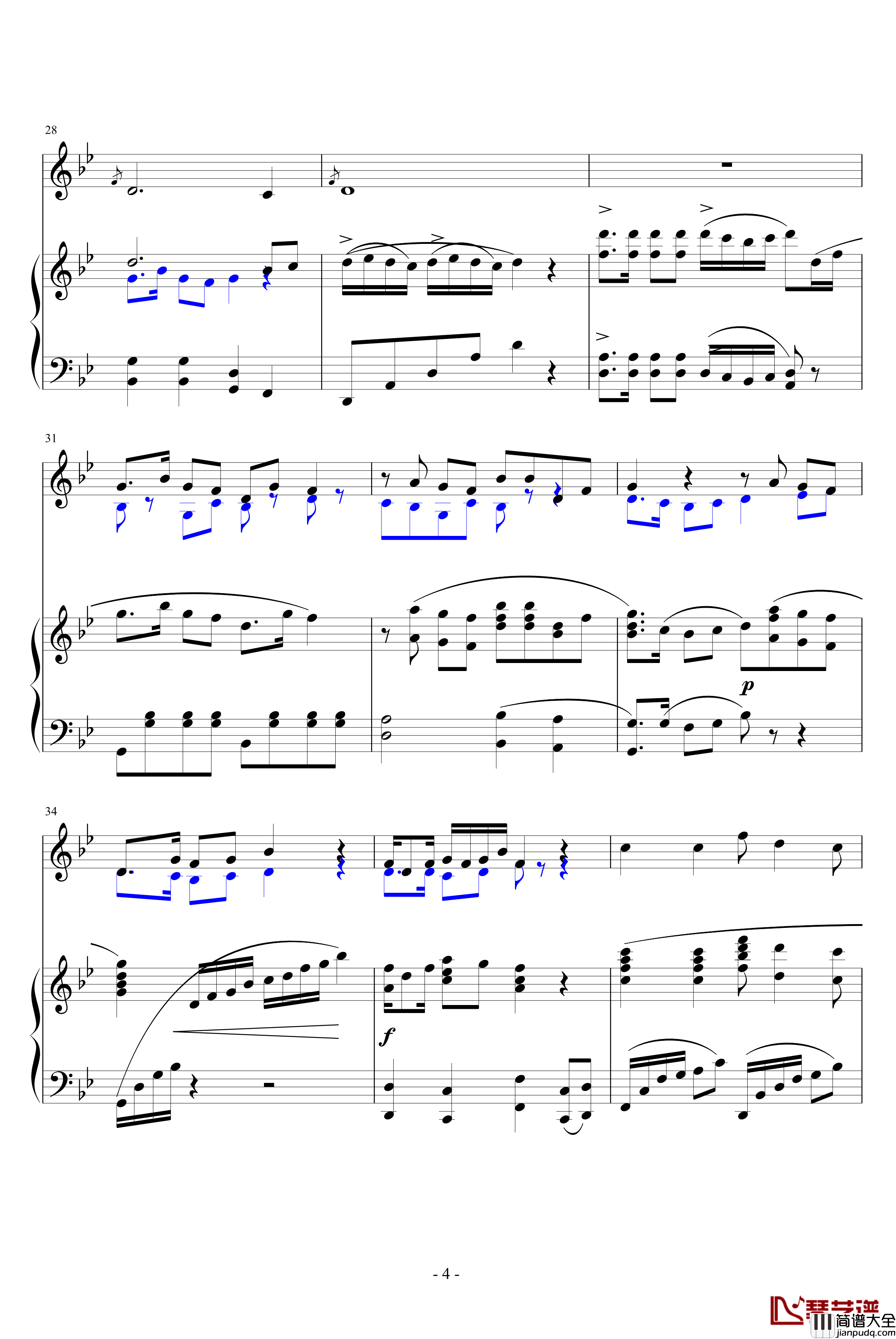 流水恋歌钢琴谱_中国名曲