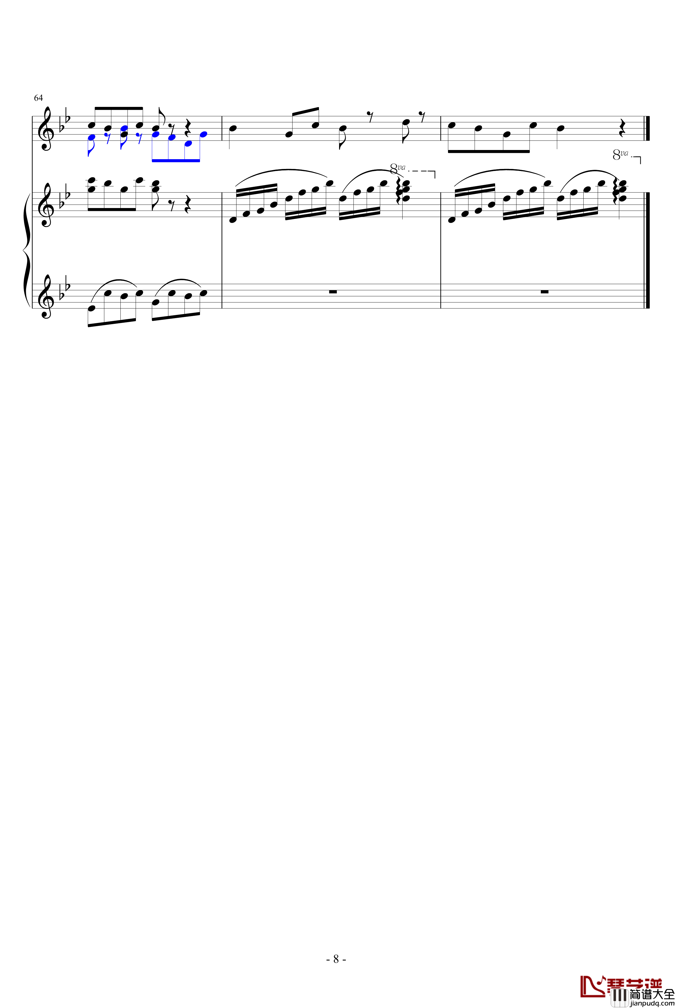 流水恋歌钢琴谱_中国名曲