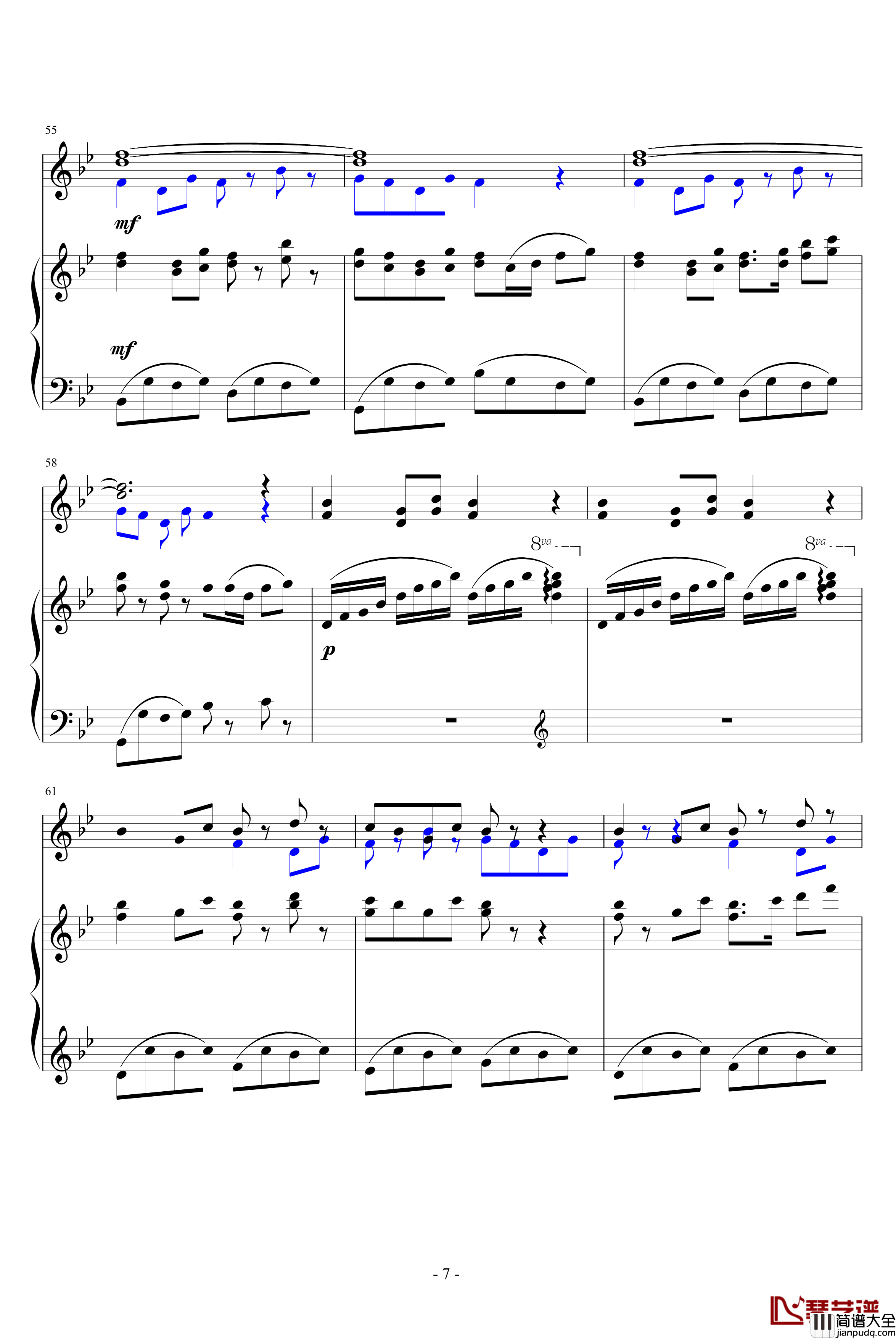 流水恋歌钢琴谱_中国名曲