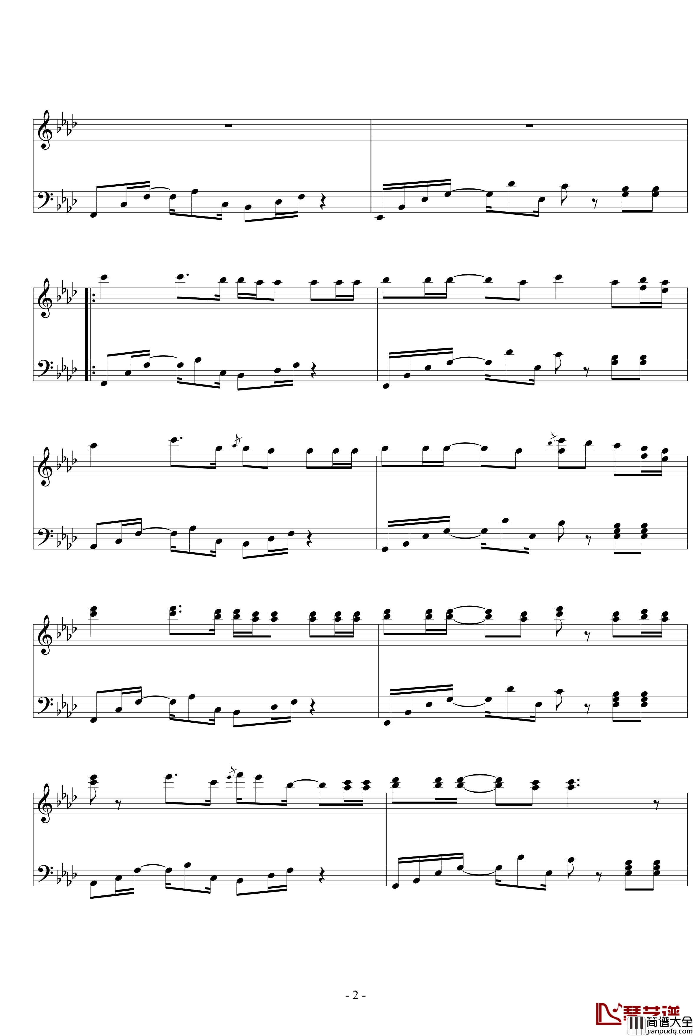 不得不爱钢琴谱_独奏初稿_潘玮柏