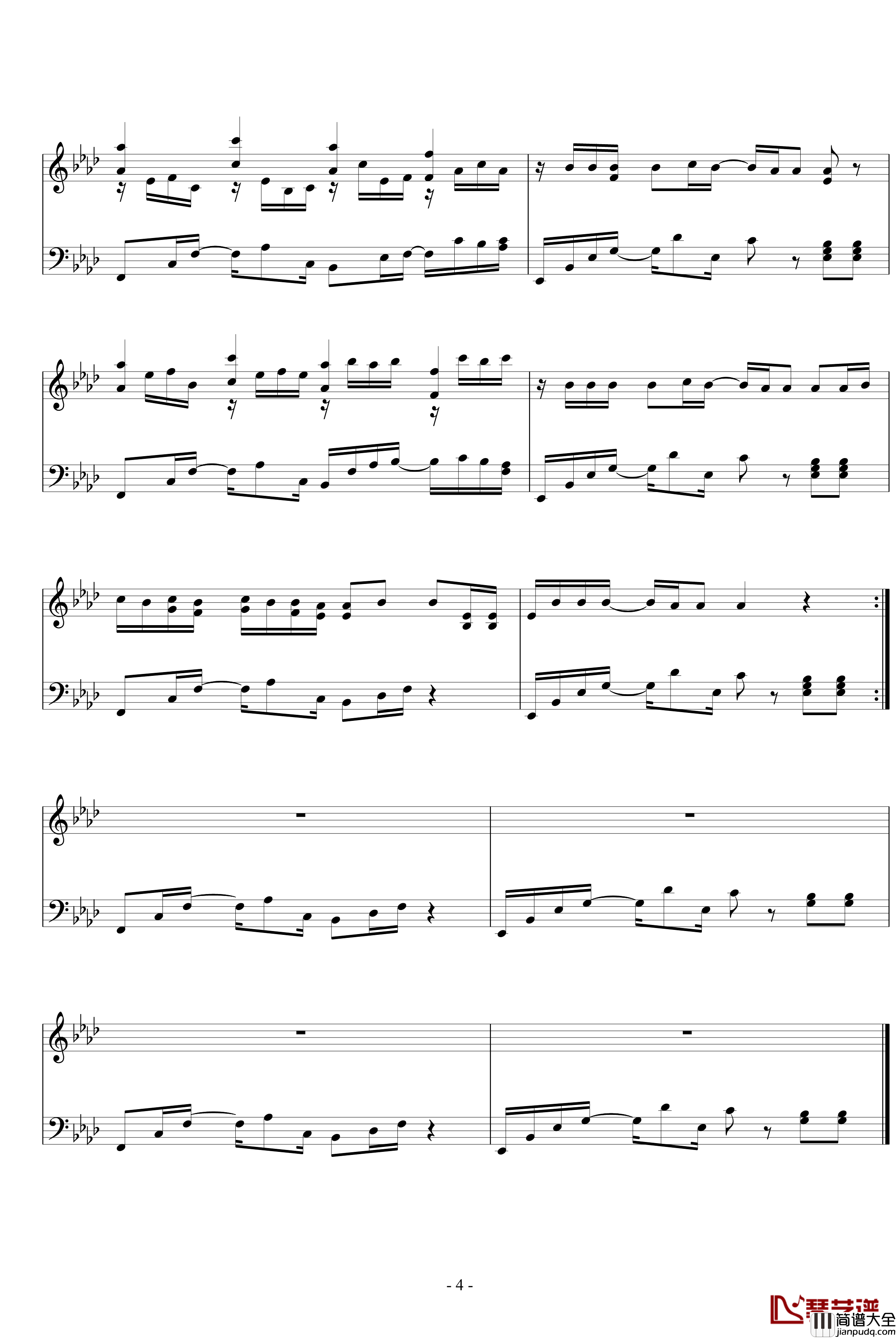 不得不爱钢琴谱_独奏初稿_潘玮柏