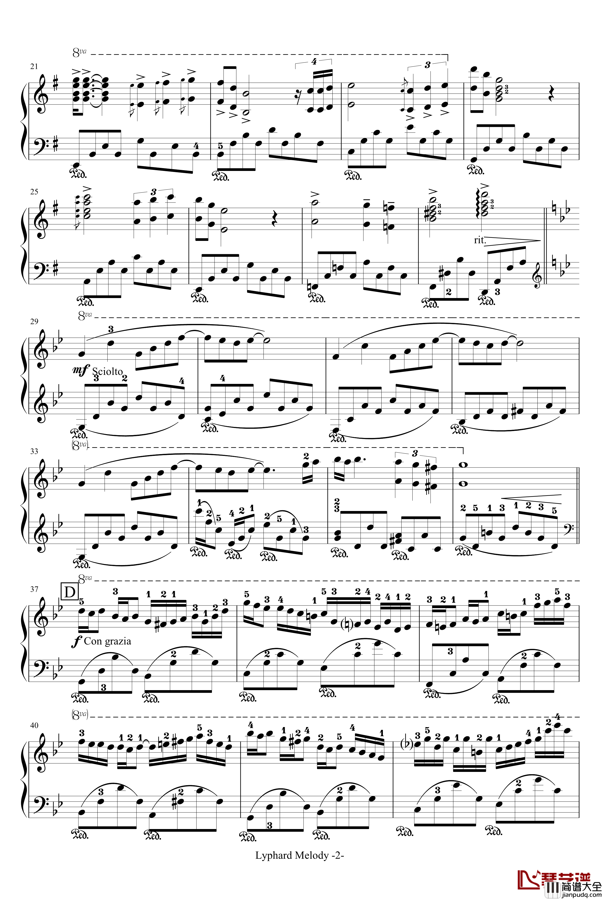 星空钢琴谱_适度简化_塞内维尔