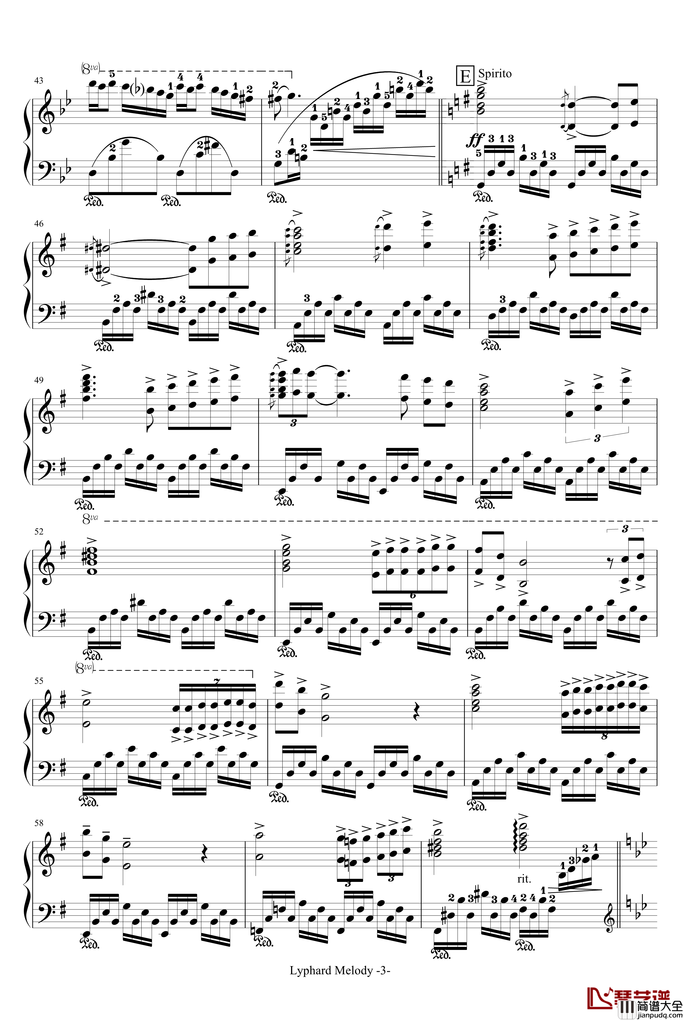 星空钢琴谱_适度简化_塞内维尔