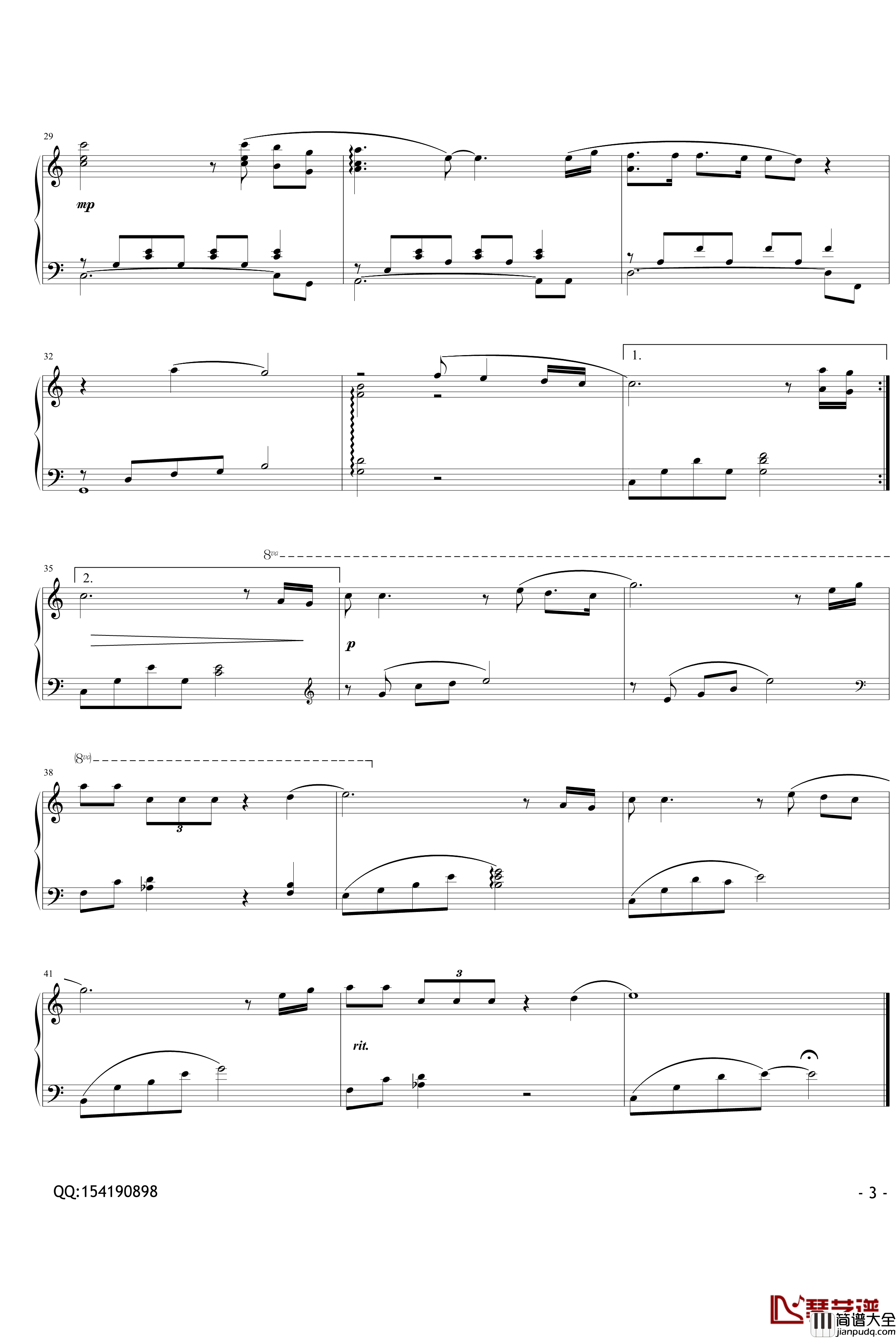 烛光里的妈妈钢琴谱_母亲节献礼_毛阿敏