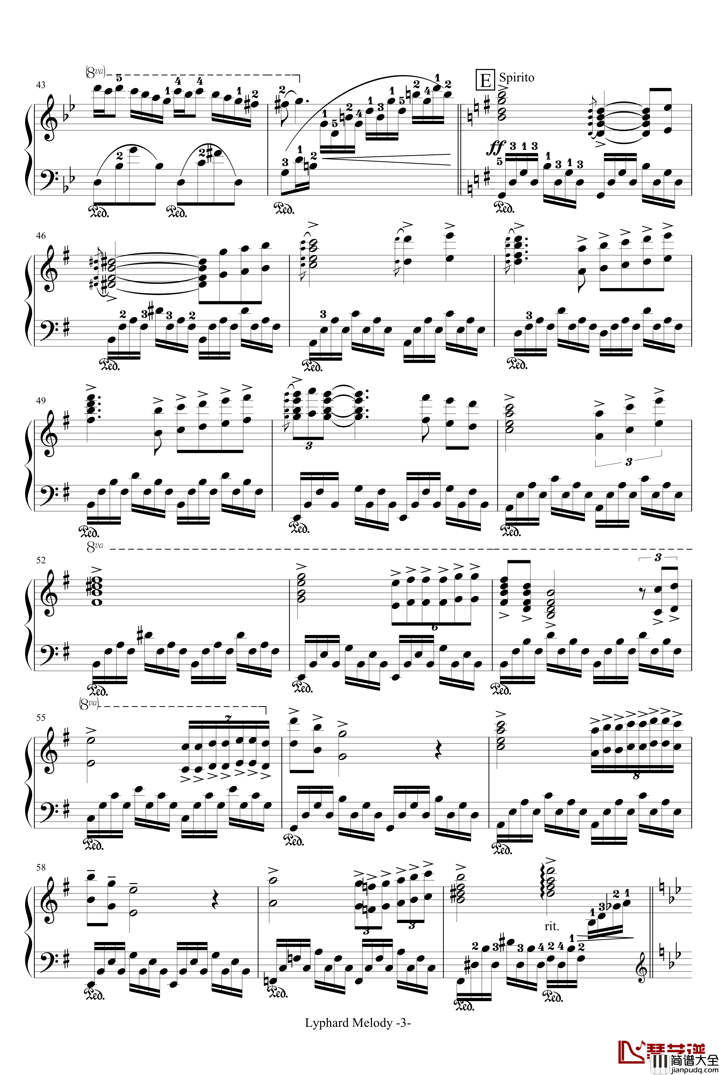 星空钢琴谱_带指法_塞内维尔