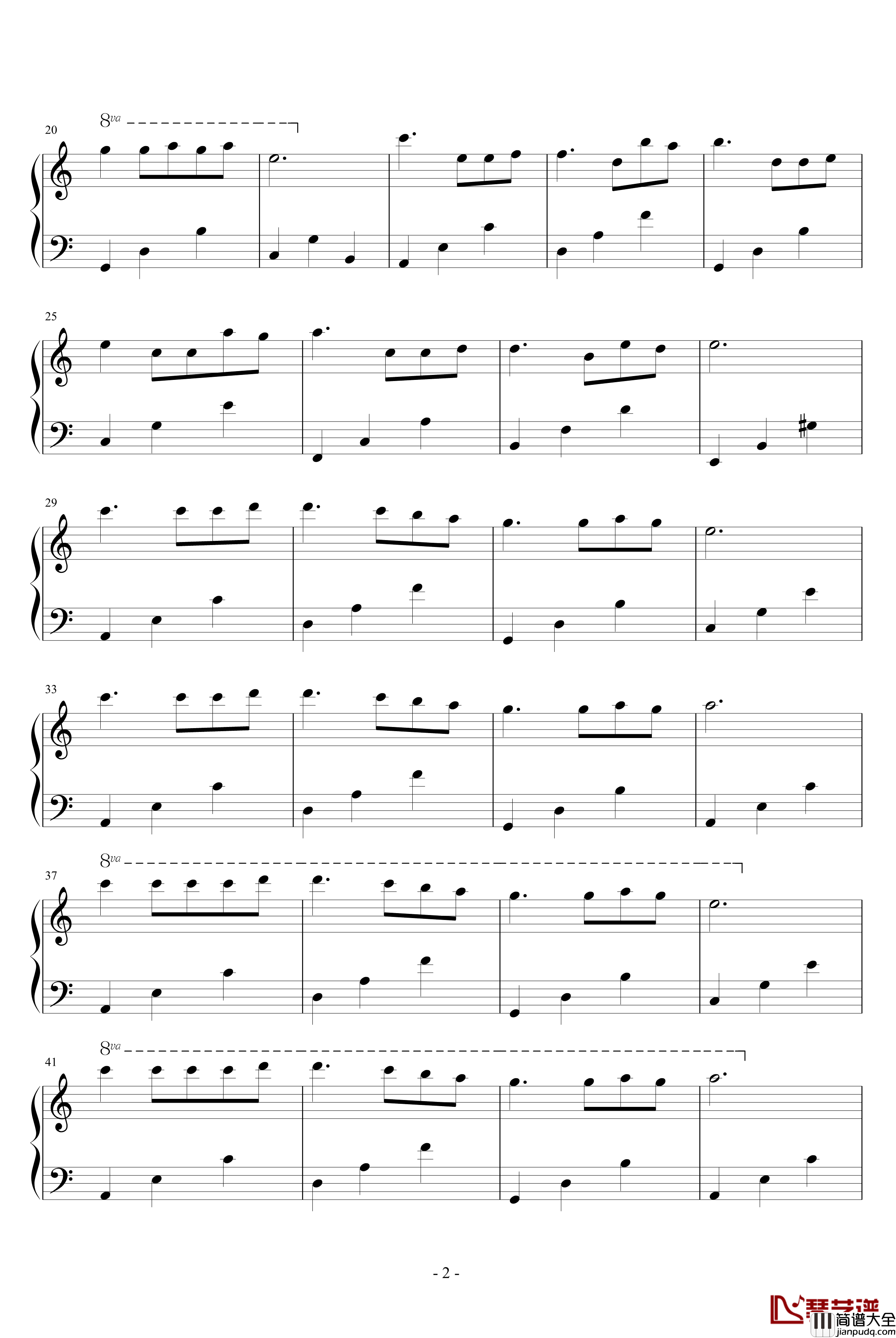 梦中的婚礼钢琴谱_a小调简化版_克莱德曼