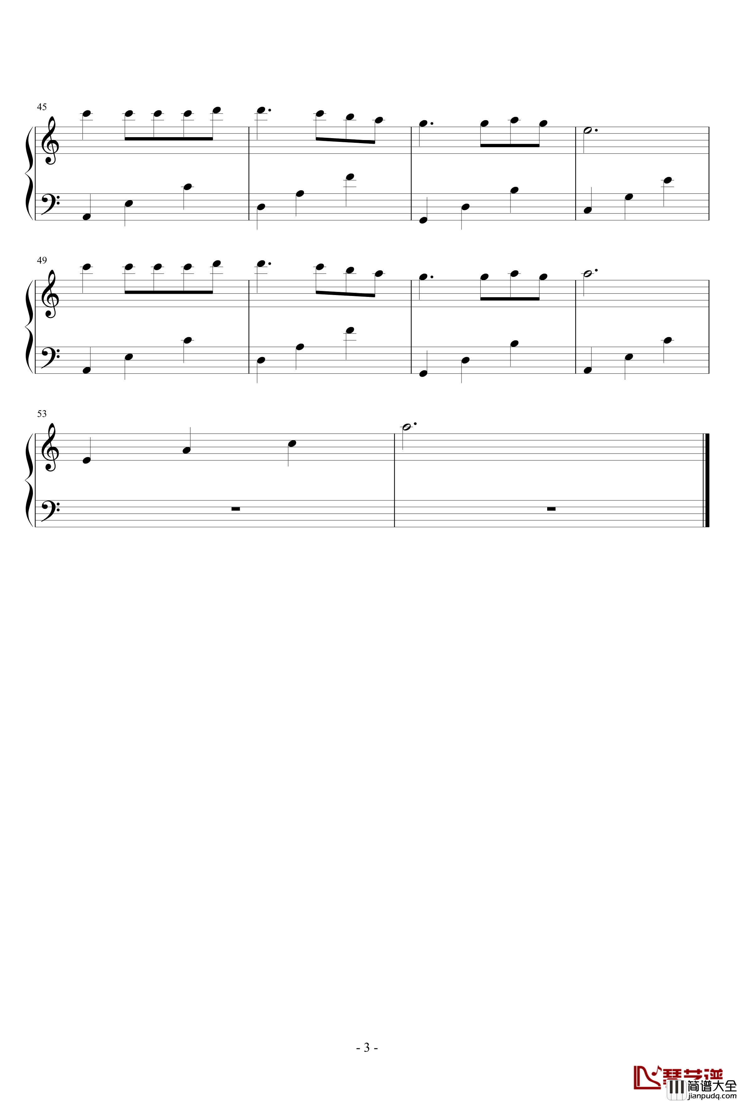 梦中的婚礼钢琴谱_a小调简化版_克莱德曼