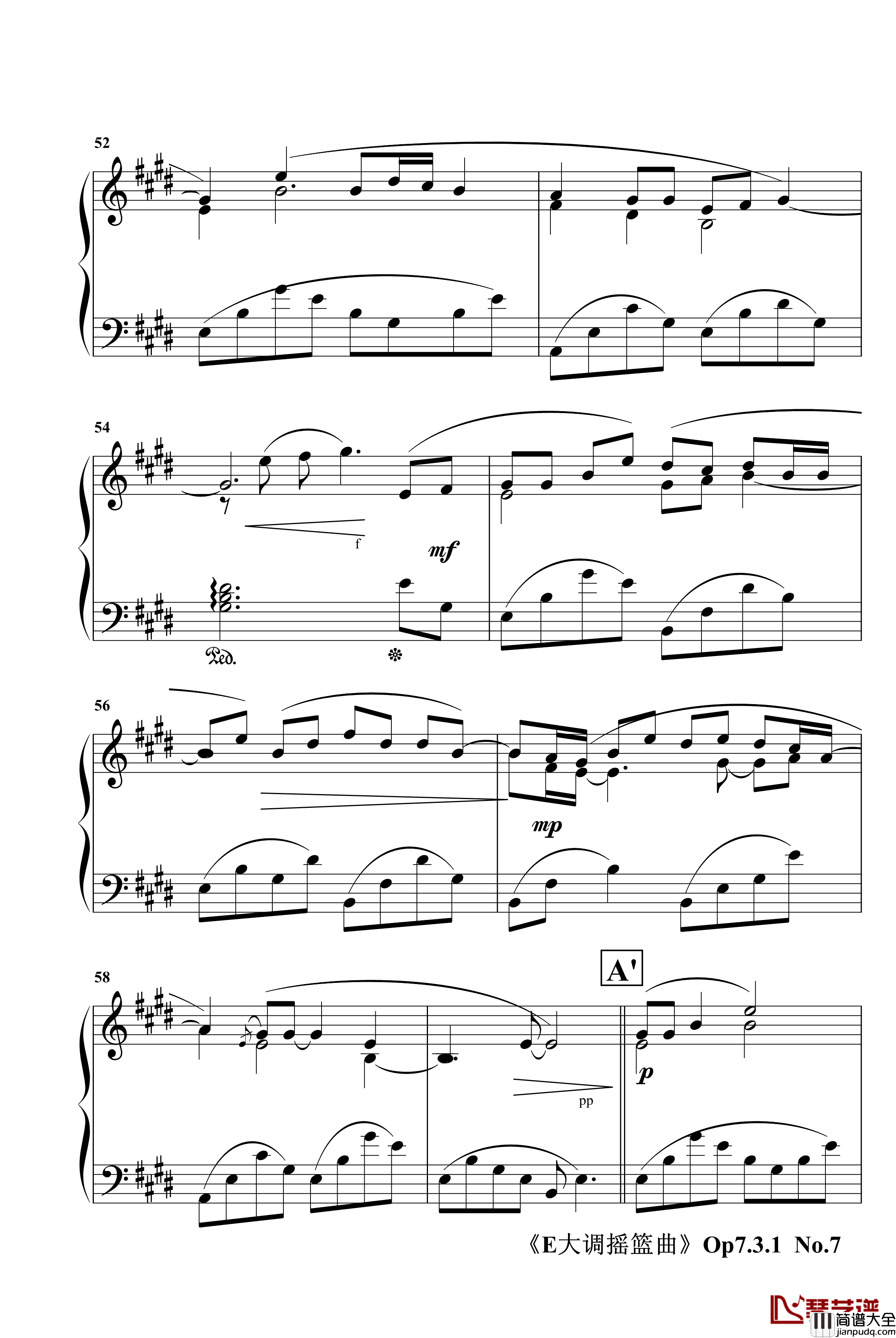 E大调摇篮曲Op7.3.1钢琴谱_jerry5743
