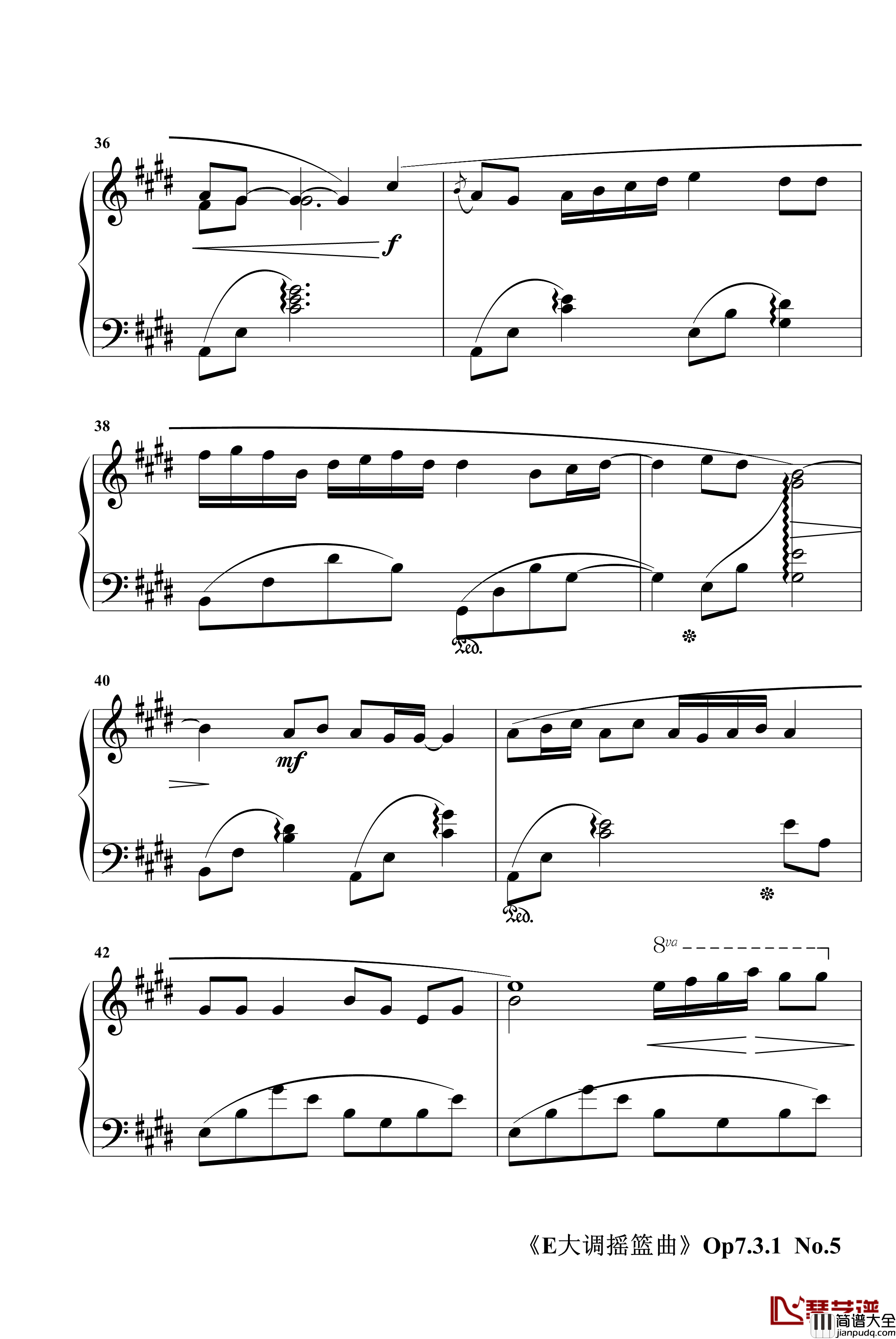 E大调摇篮曲Op7.3.1钢琴谱_jerry5743