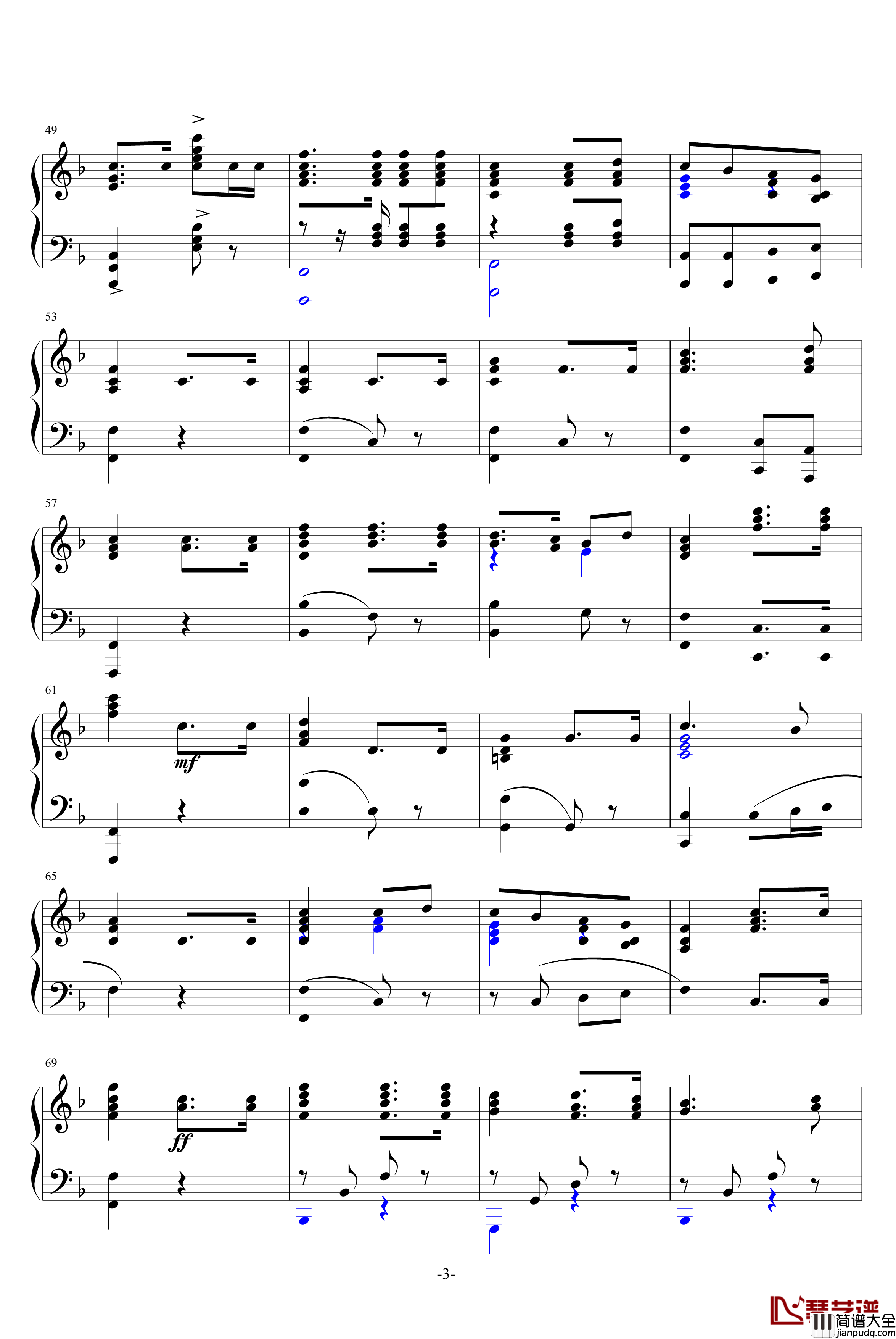 歌唱祖国钢琴谱_中国名曲