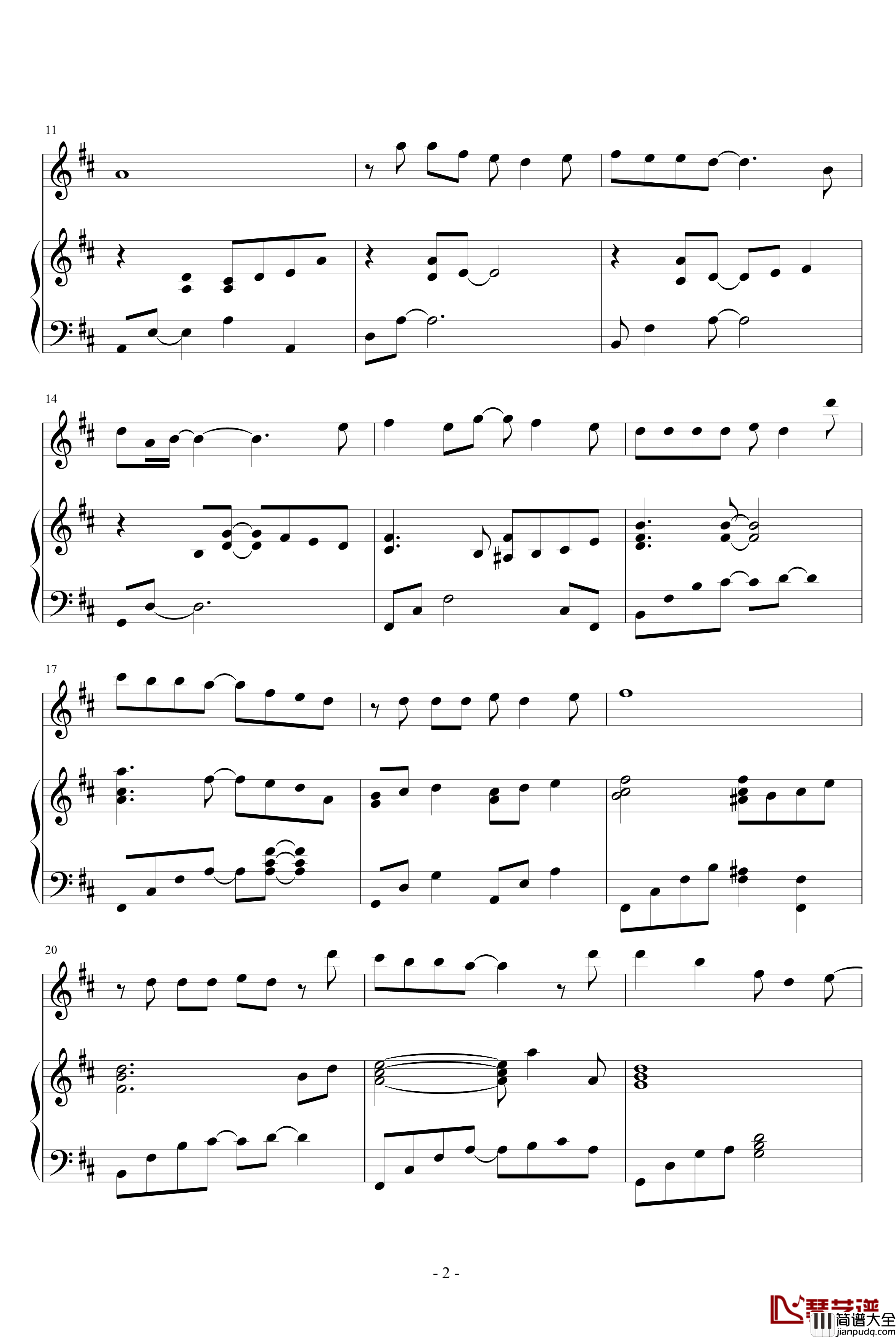 我愿意钢琴谱_弹唱版_zhoucong009