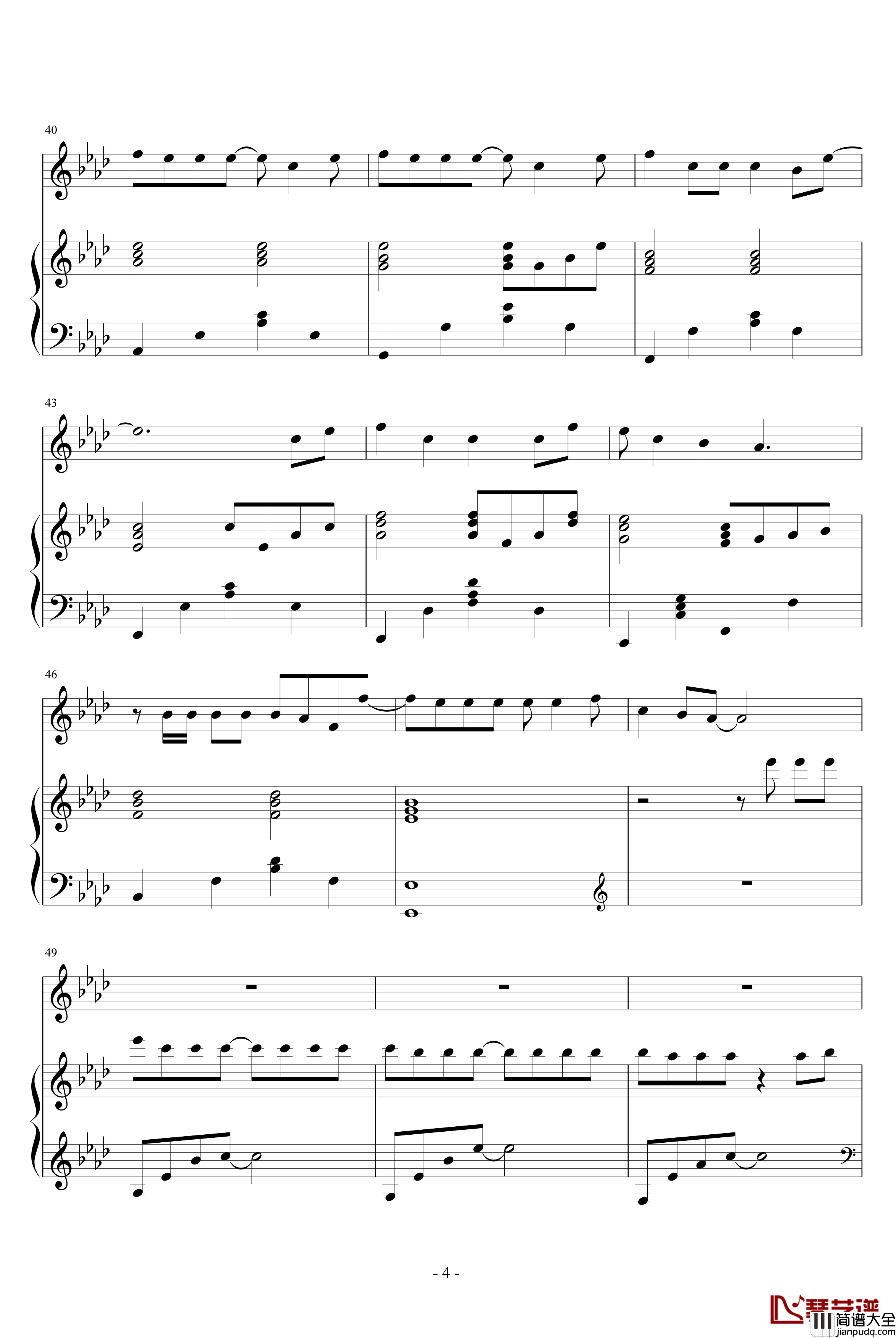 练习钢琴谱_弹唱版_刘德华