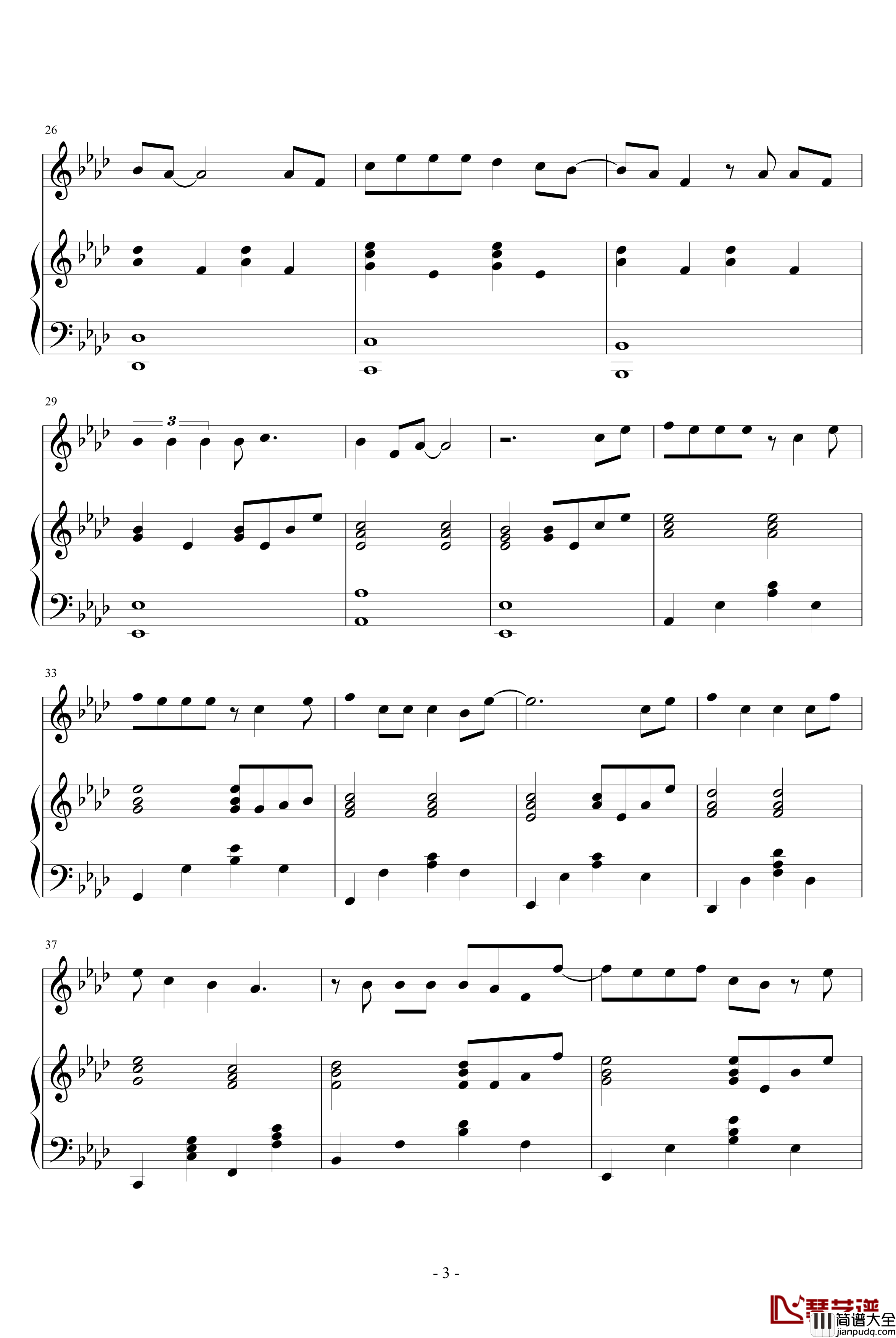 练习钢琴谱_弹唱版_刘德华