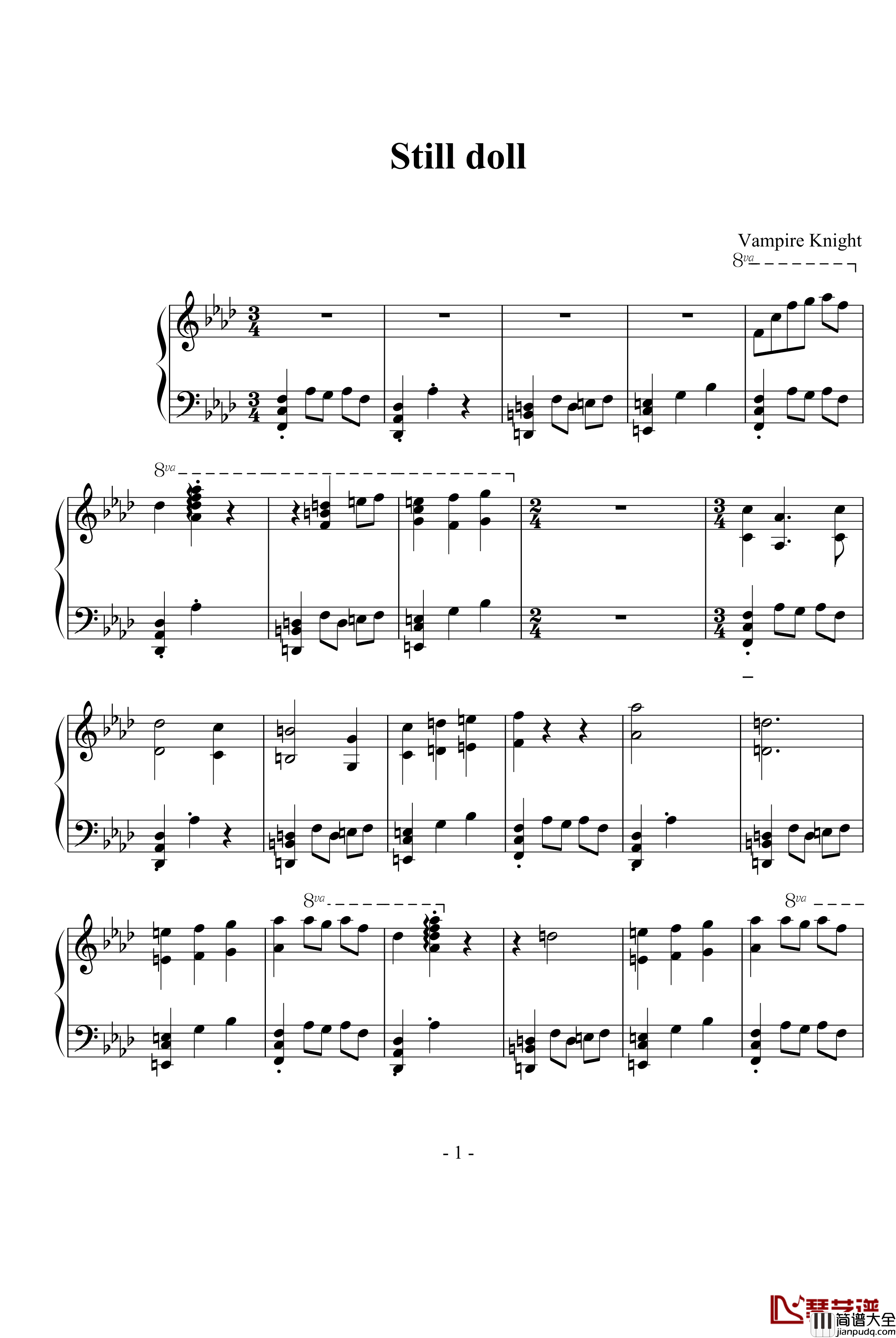 Still_doll钢琴谱_吸血鬼骑士