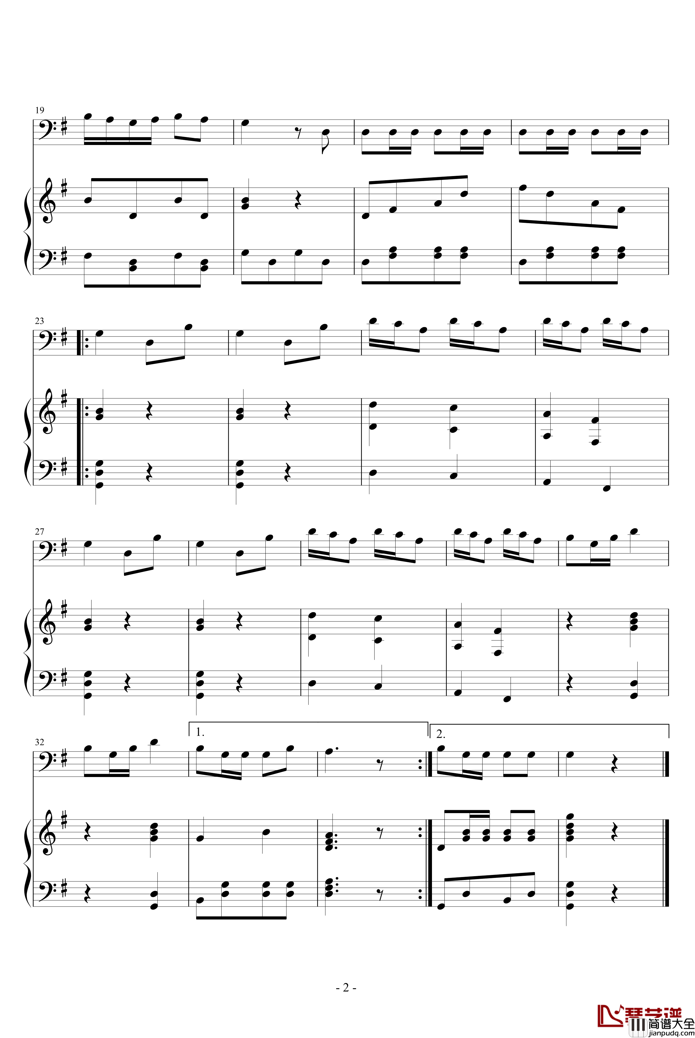 猎人的合唱钢琴谱_韦伯