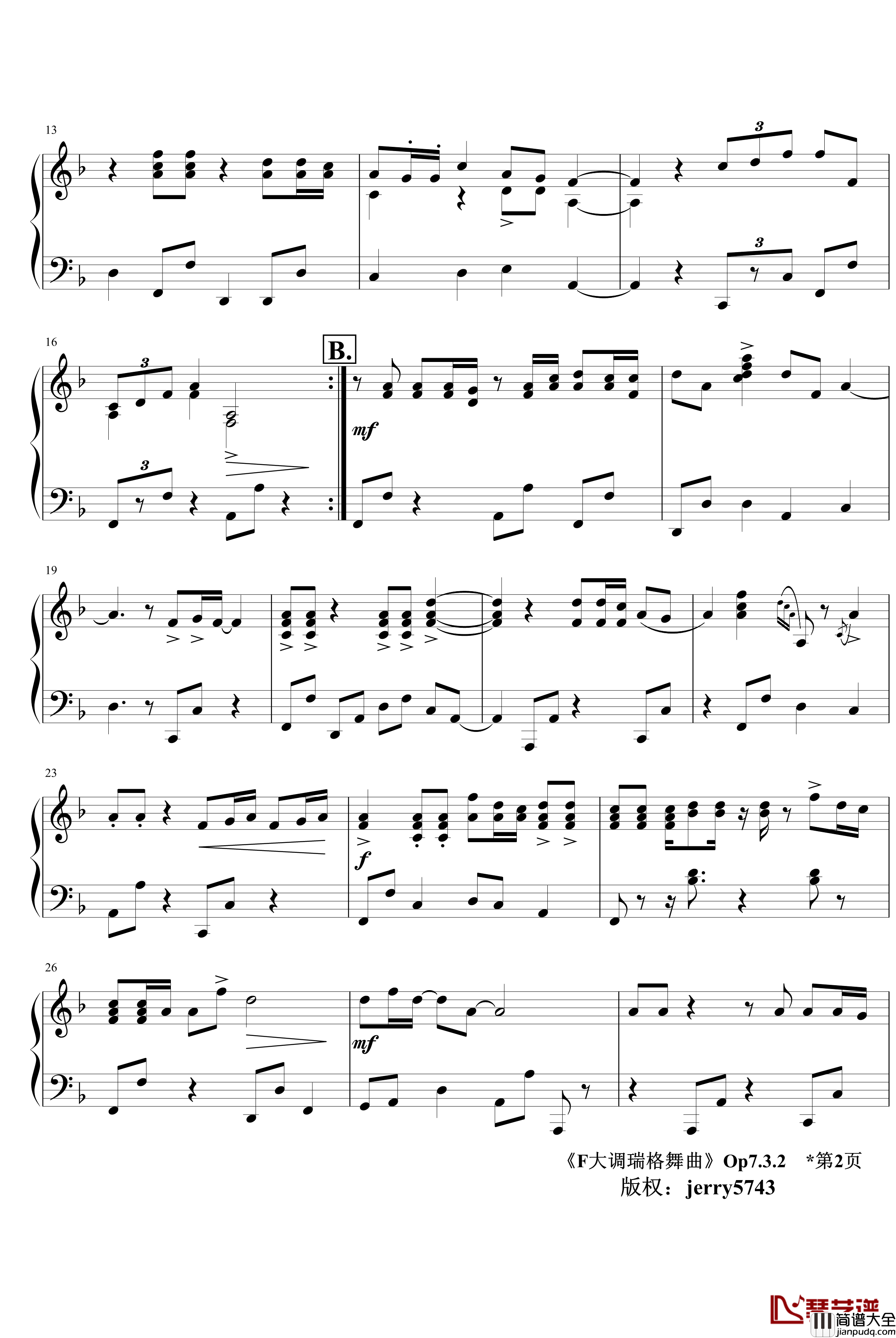 F大调瑞格舞曲Op7.3.2钢琴谱_jerry5743