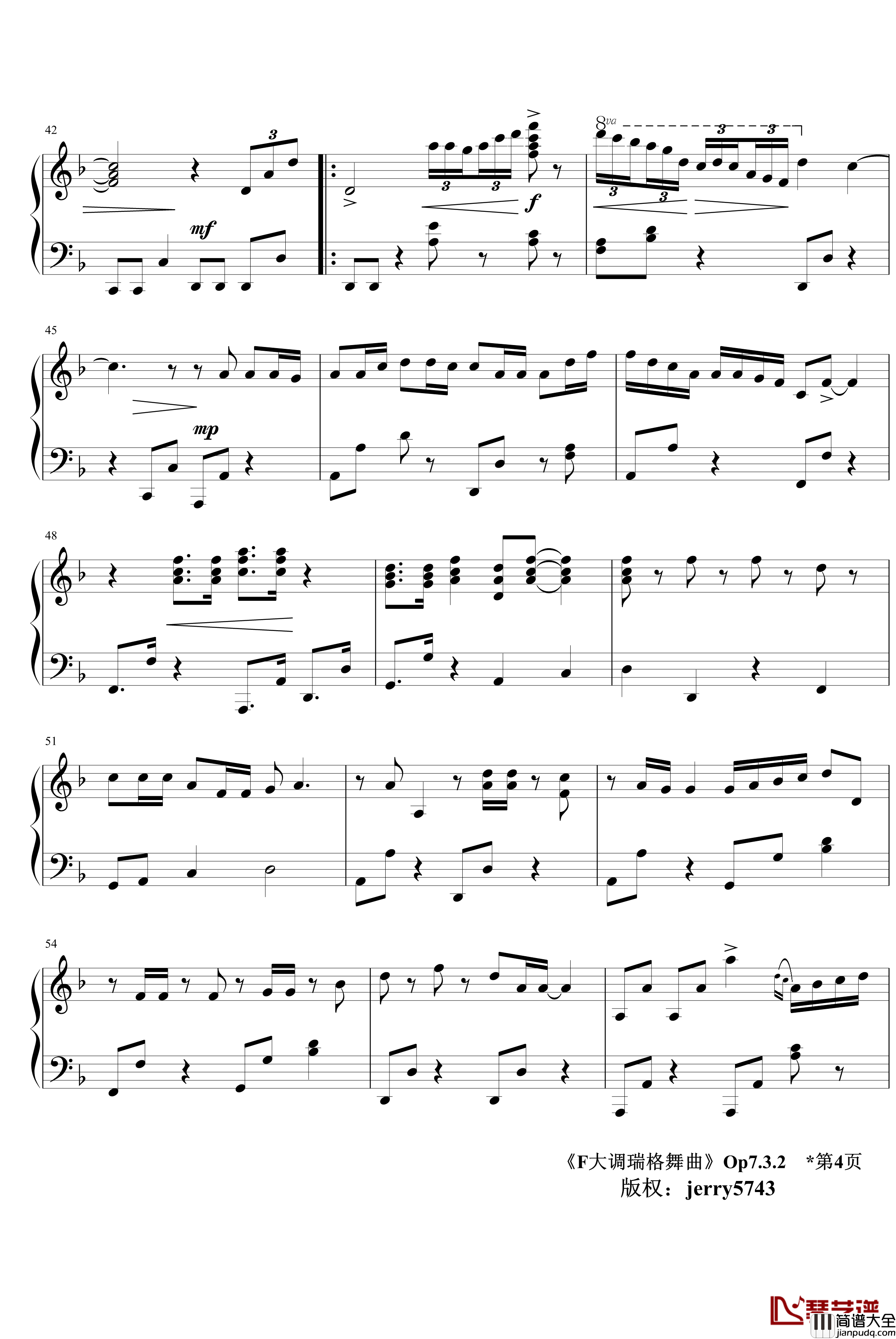 F大调瑞格舞曲Op7.3.2钢琴谱_jerry5743