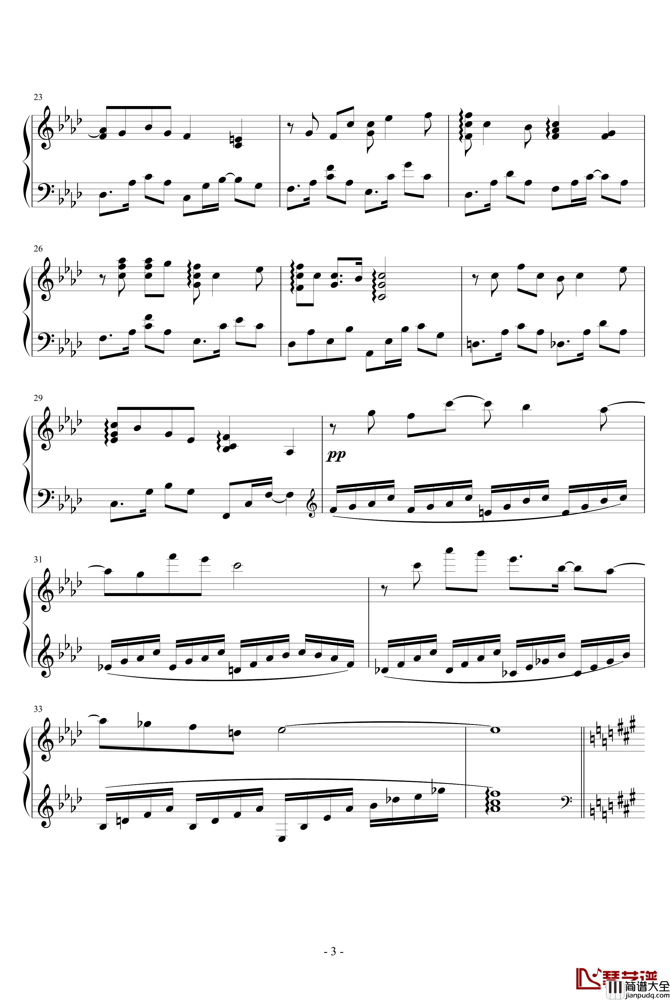 天心琴之恋钢琴谱_陈干