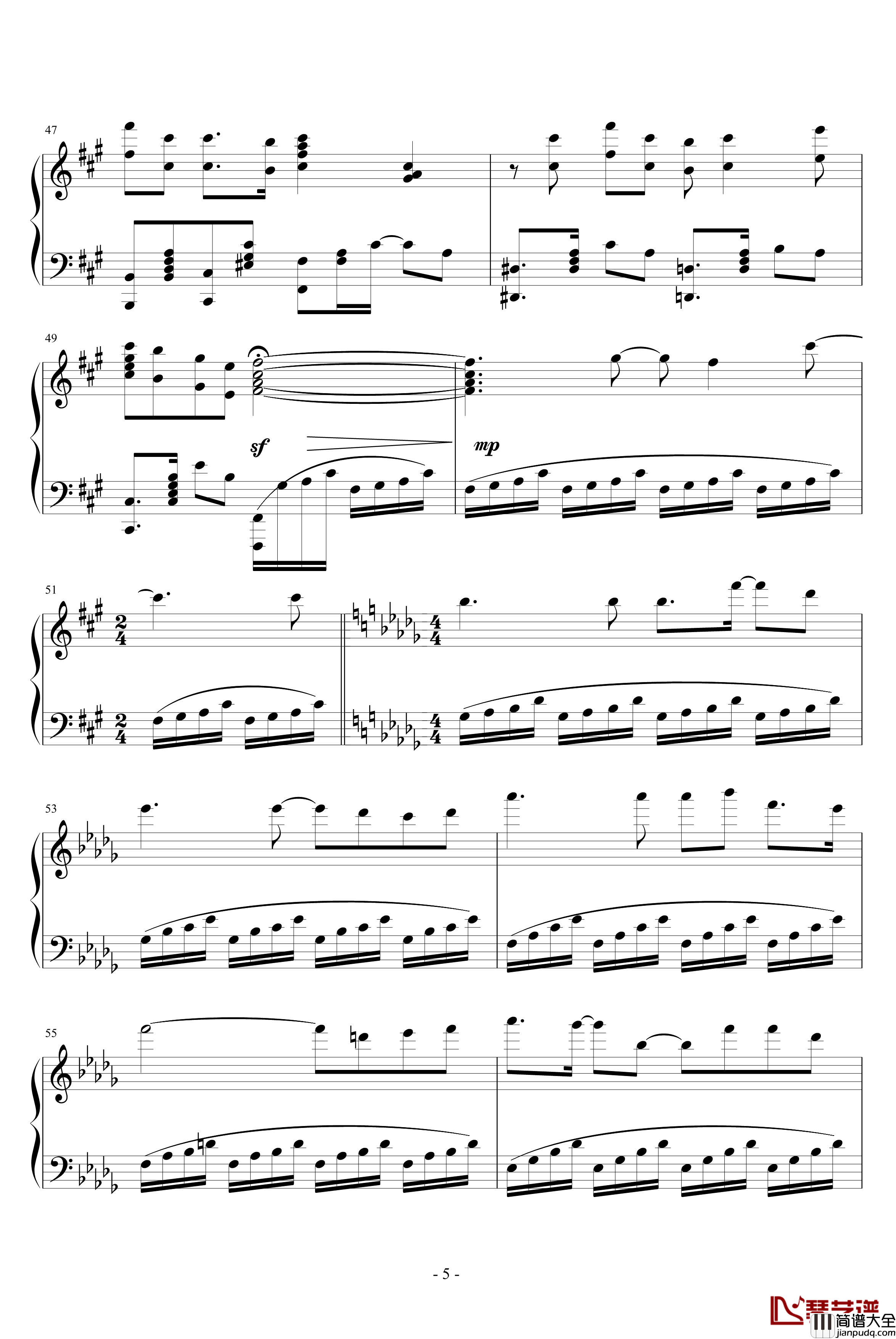 天心琴之恋钢琴谱_陈干