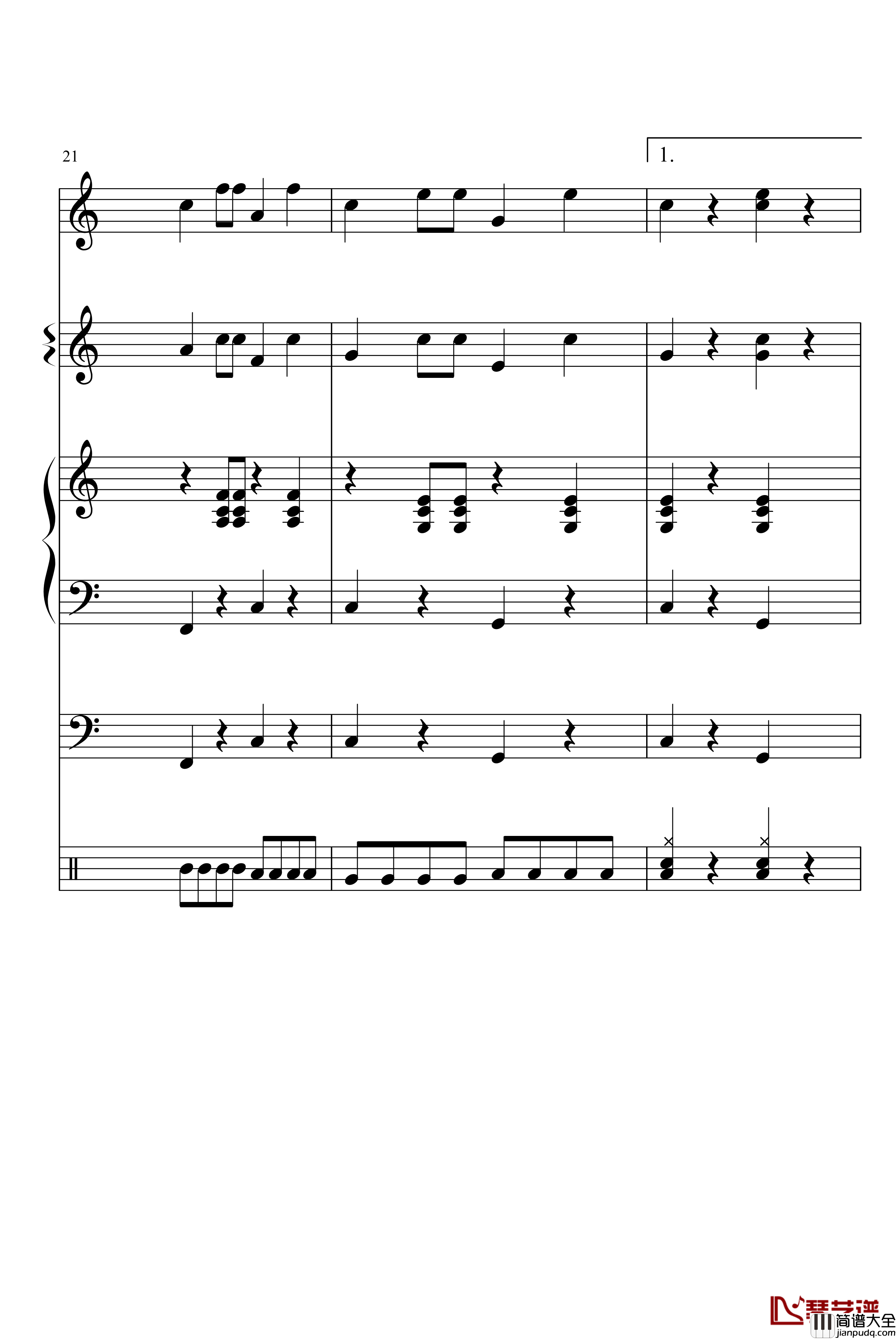 洋娃娃与小熊跳舞钢琴谱_小合奏_动漫影视