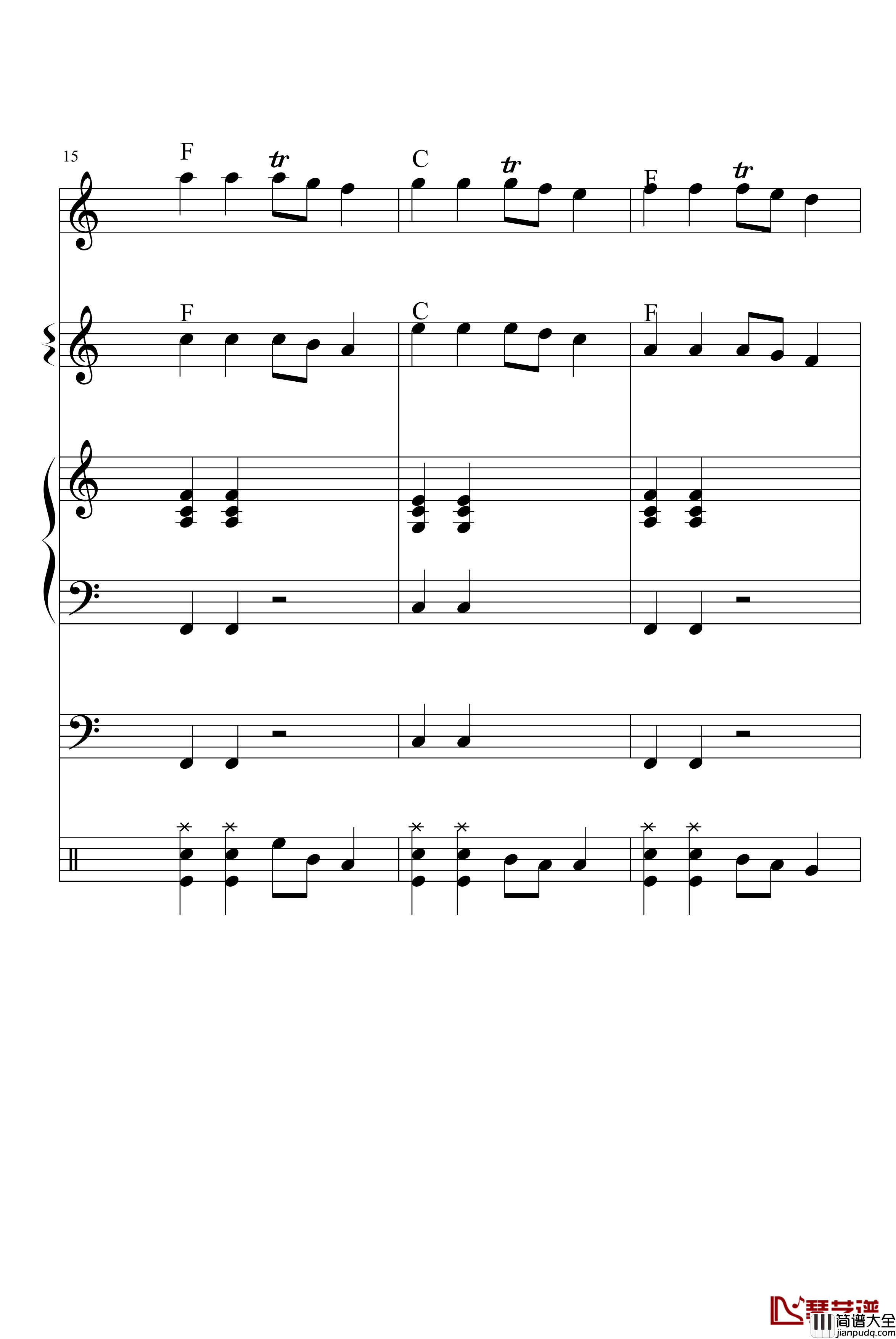 洋娃娃与小熊跳舞钢琴谱_小合奏_动漫影视