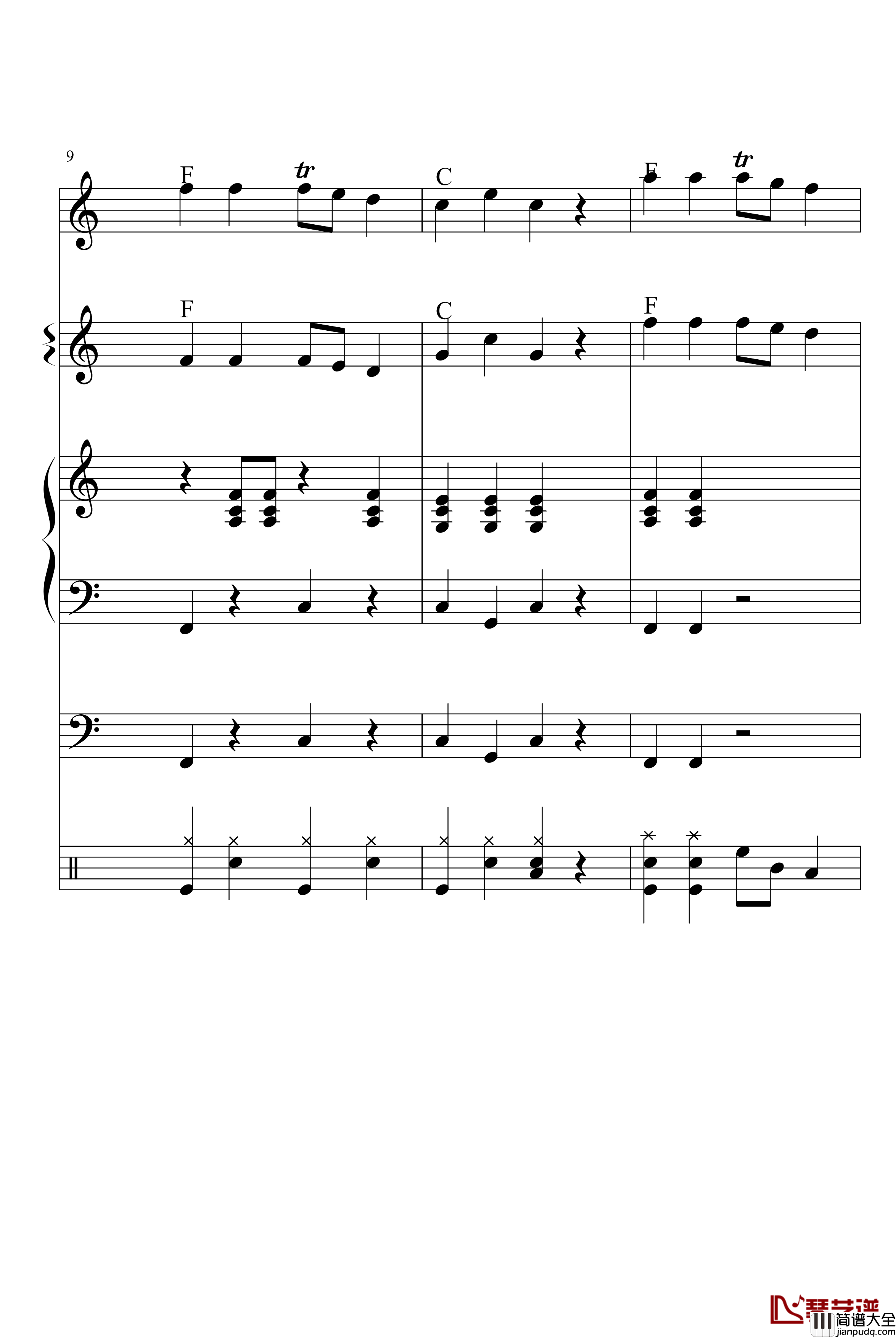 洋娃娃与小熊跳舞钢琴谱_小合奏_动漫影视