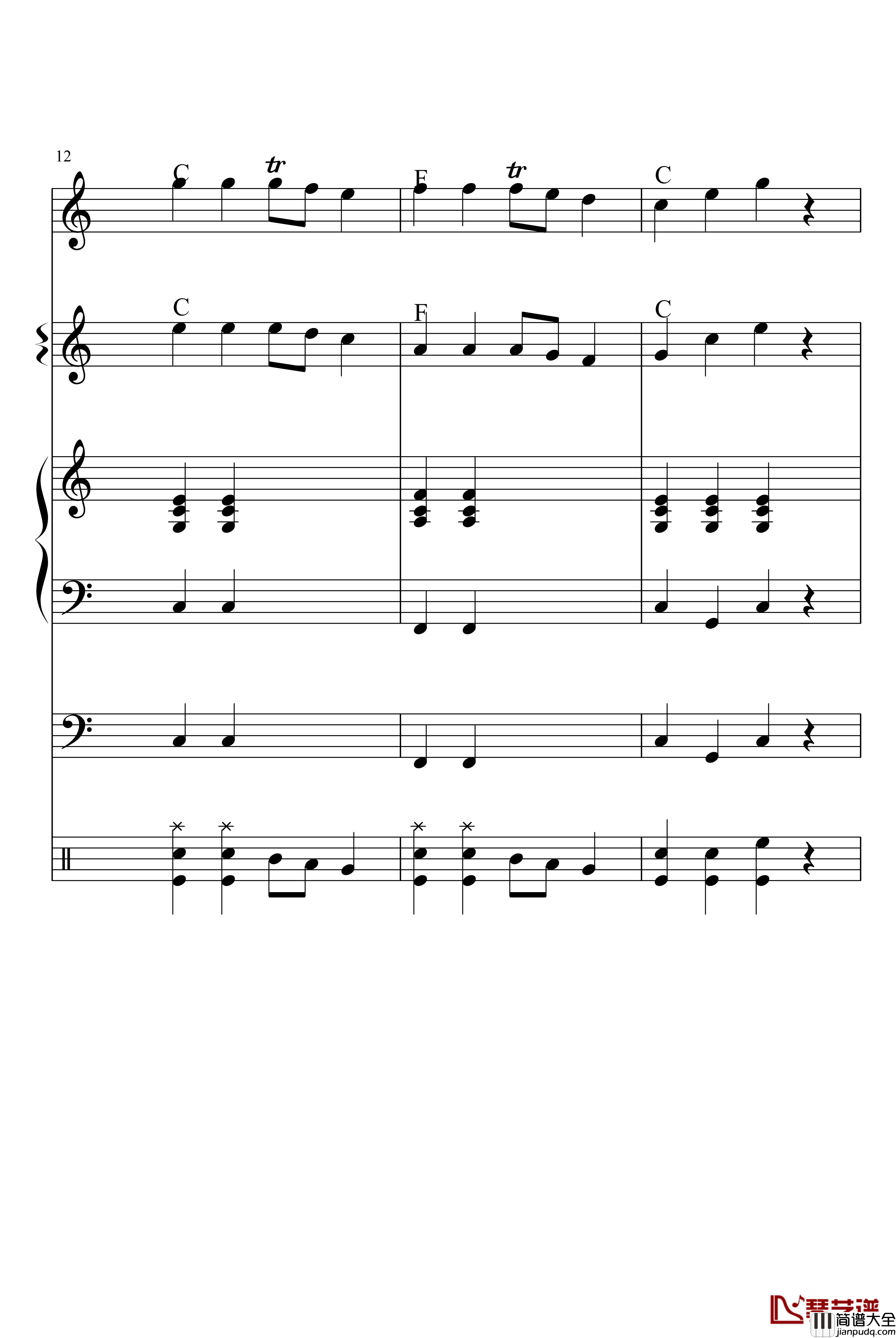 洋娃娃与小熊跳舞钢琴谱_小合奏_动漫影视