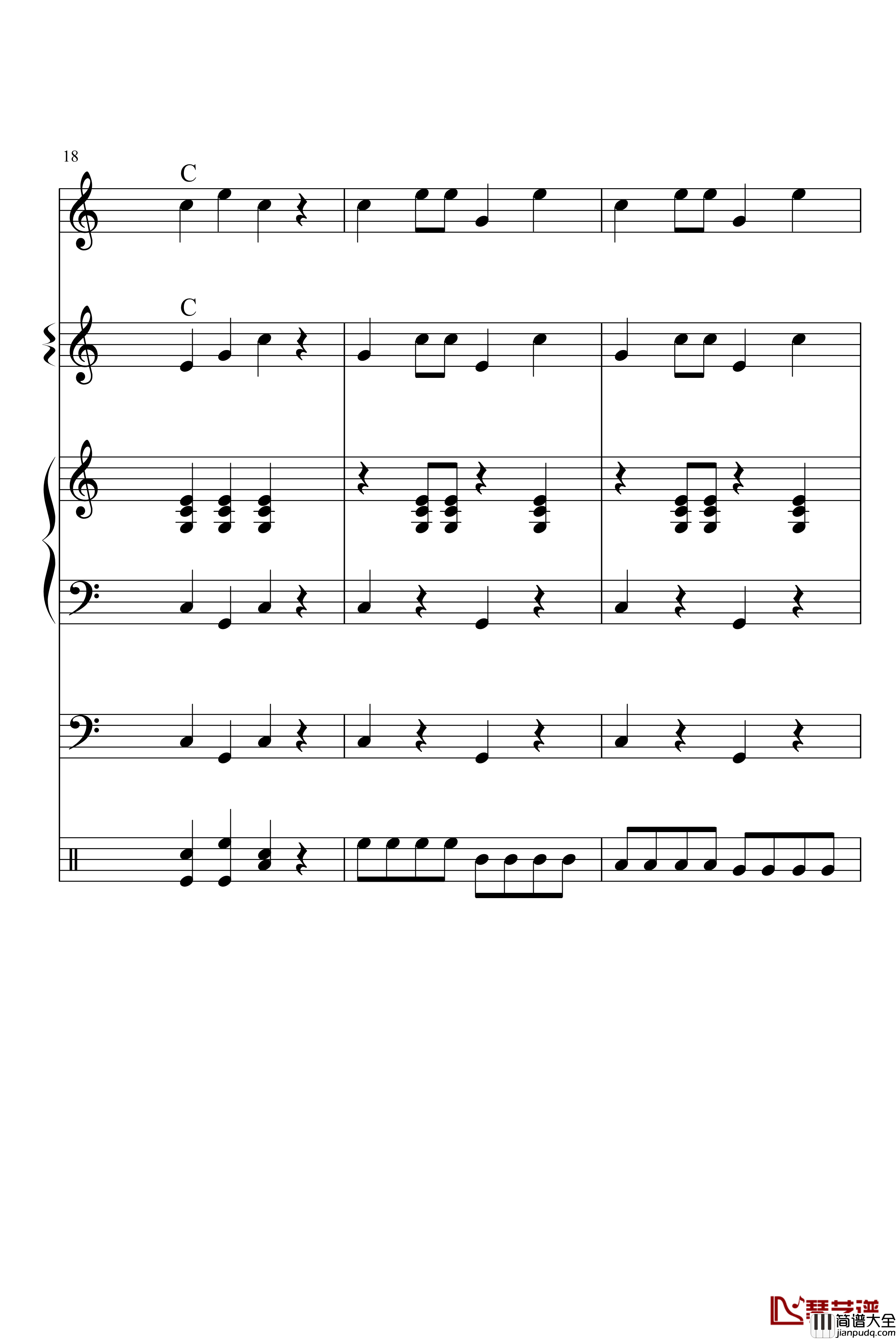 洋娃娃与小熊跳舞钢琴谱_小合奏_动漫影视