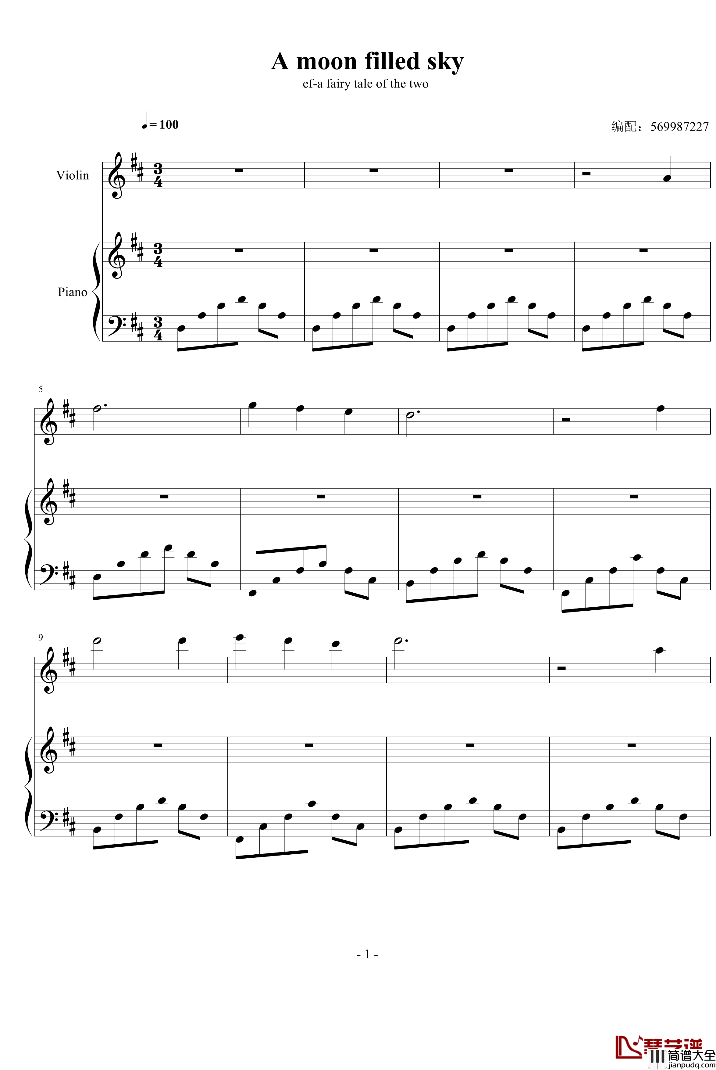 A_moon_filled_sky钢琴谱_悠久之翼_神曲