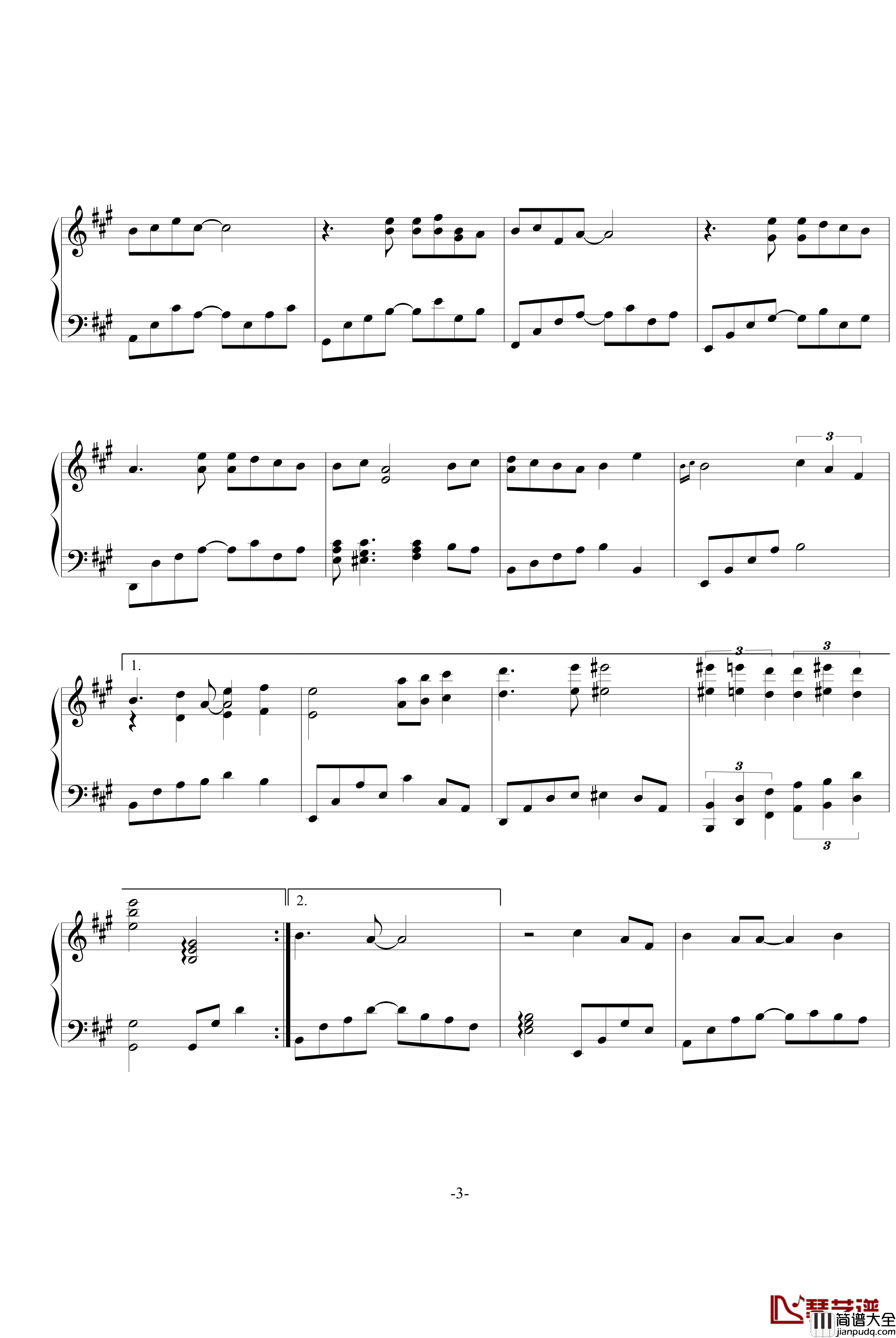 比我幸福钢琴谱_陈晓东