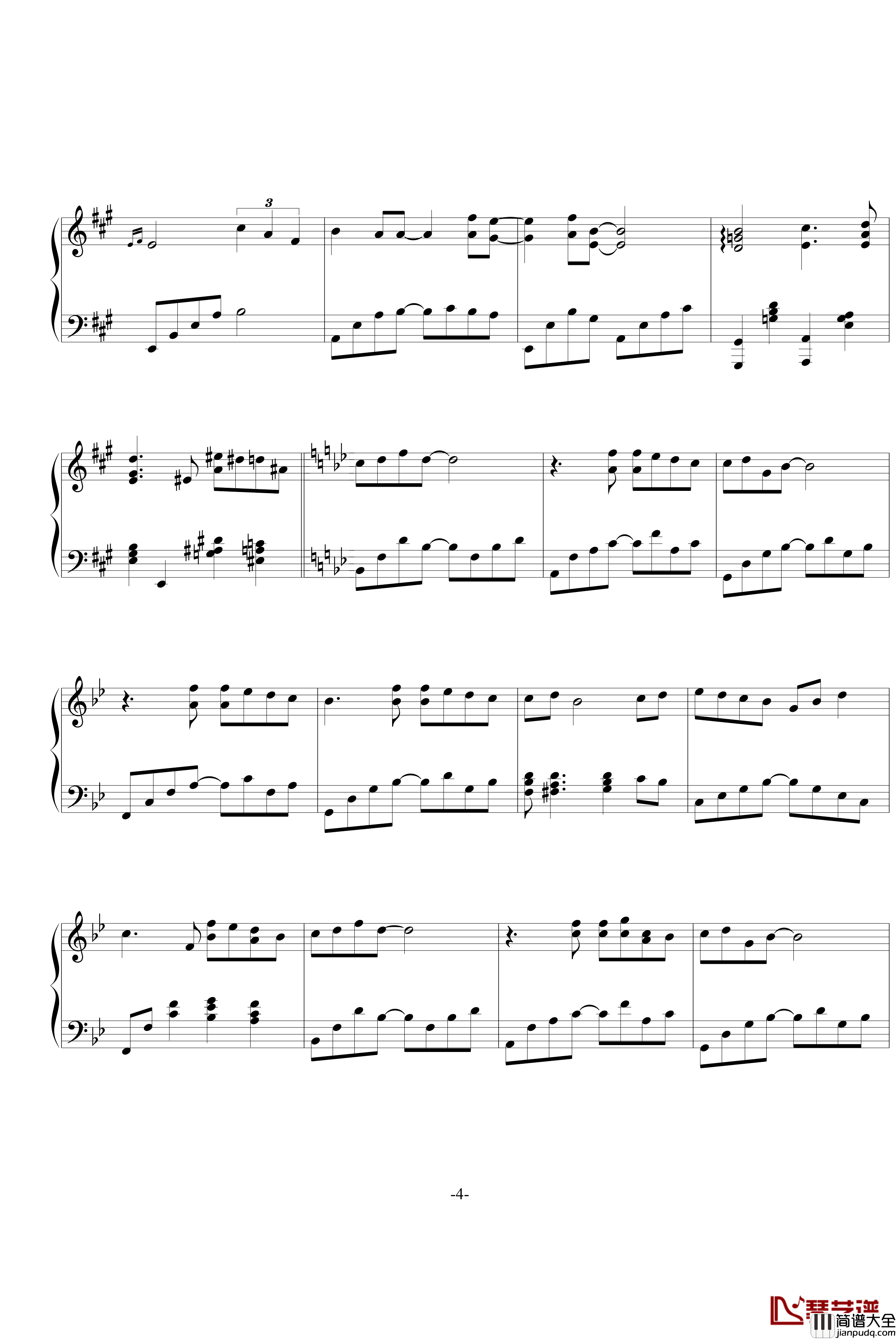 比我幸福钢琴谱_陈晓东