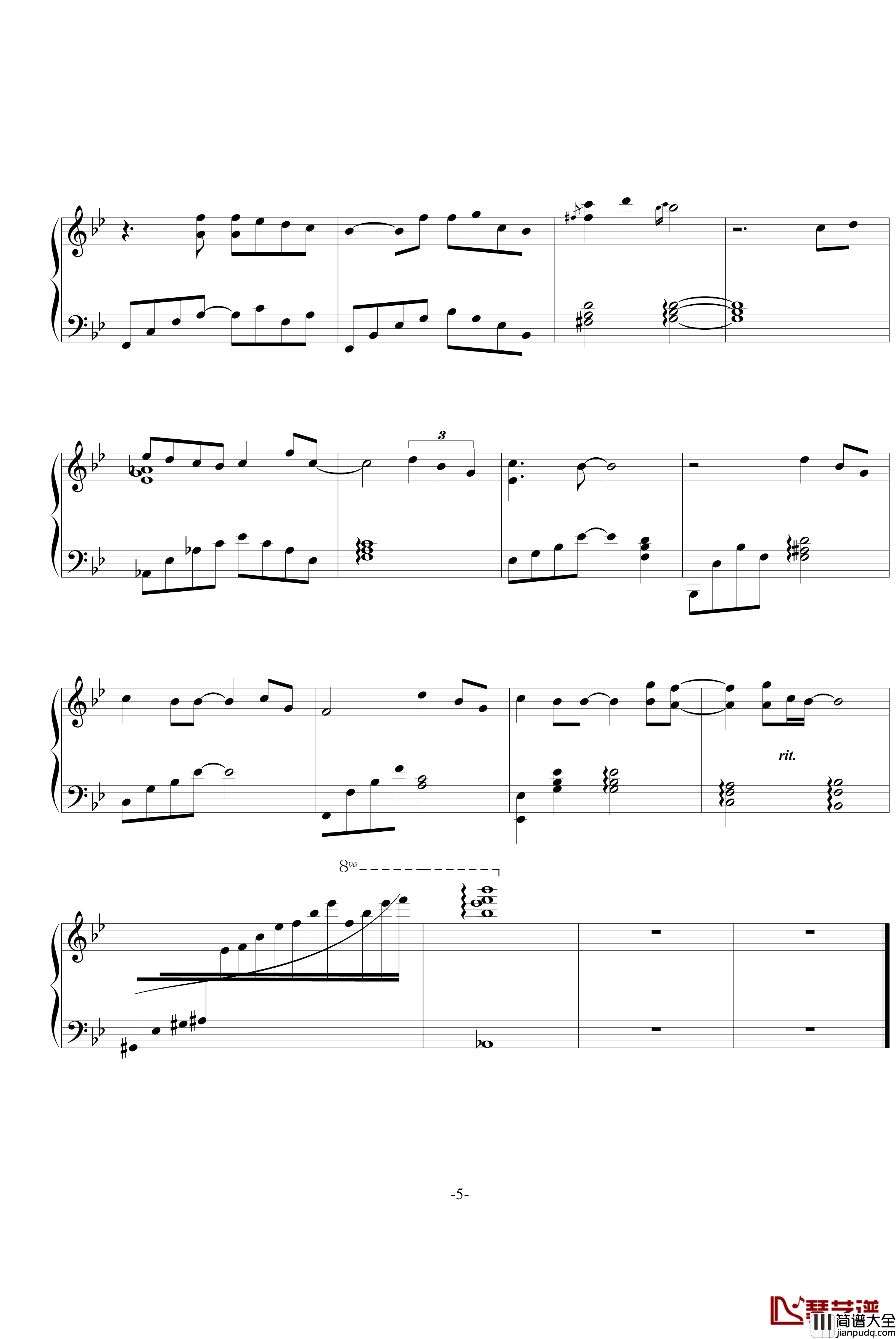 比我幸福钢琴谱_陈晓东