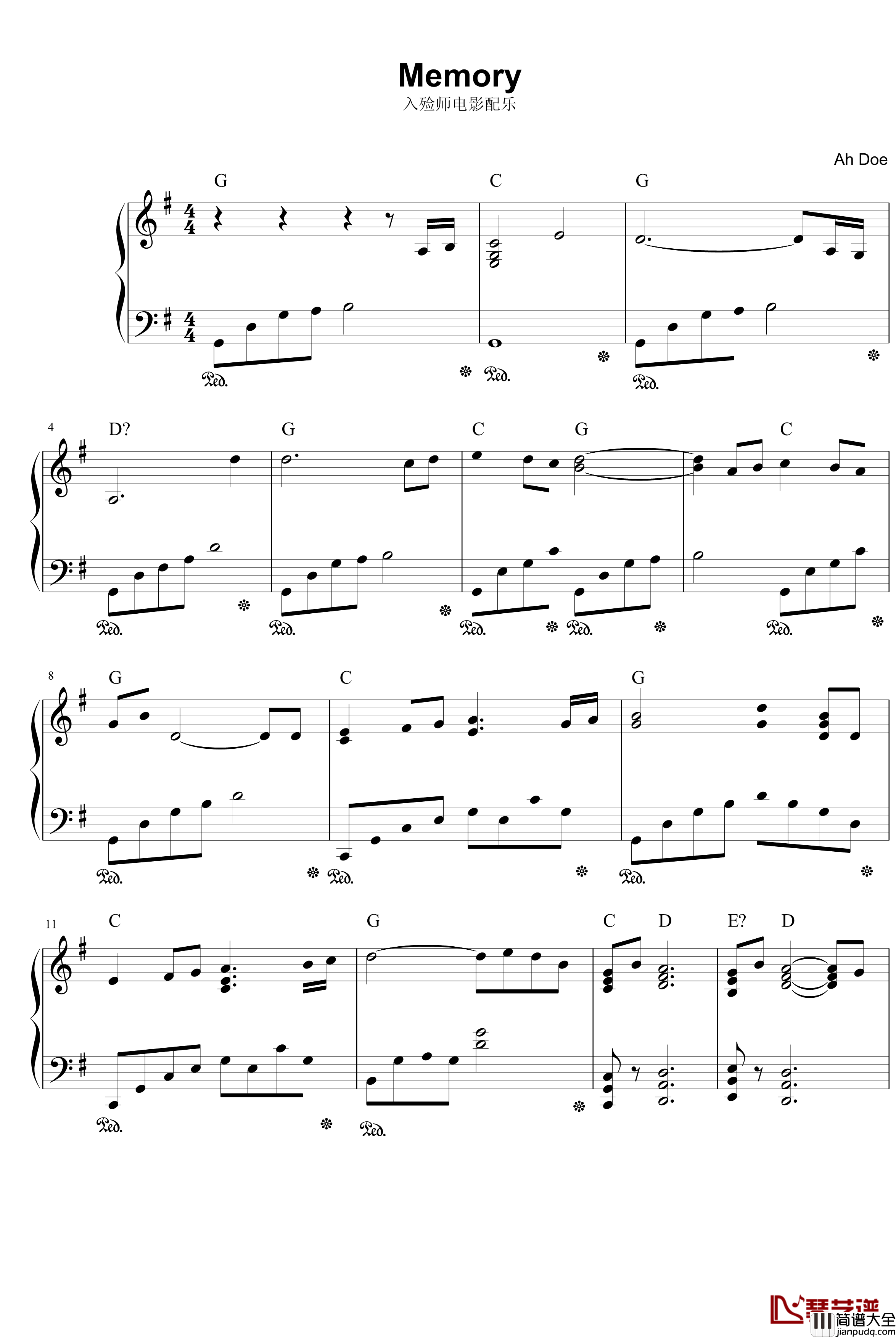 memory钢琴谱_久石让_入殓师
