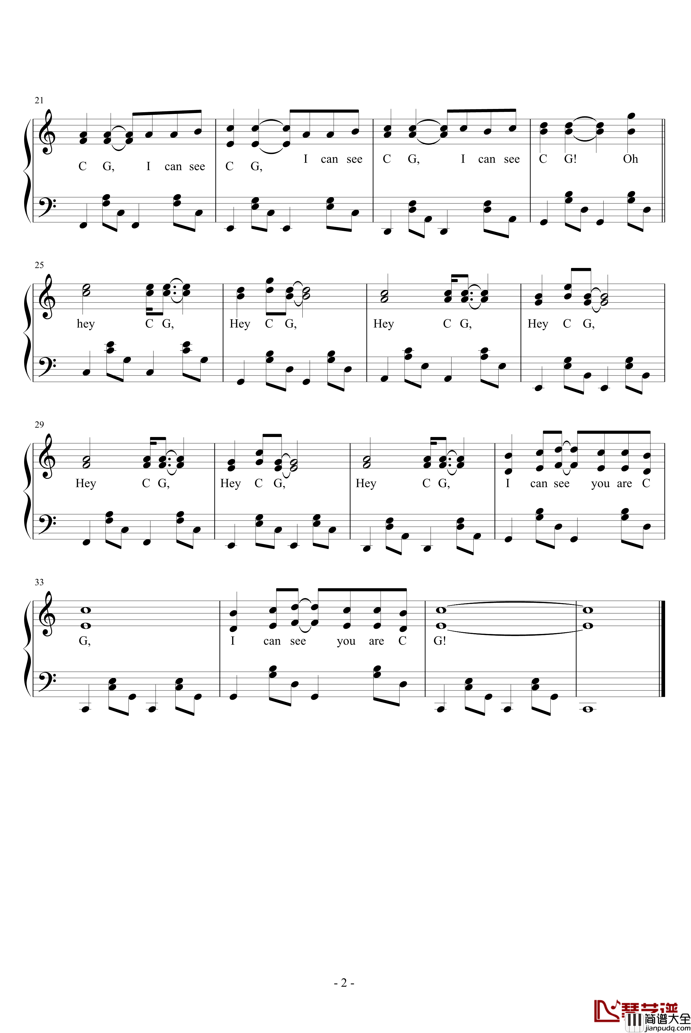 Hey_CG钢琴谱_每一天