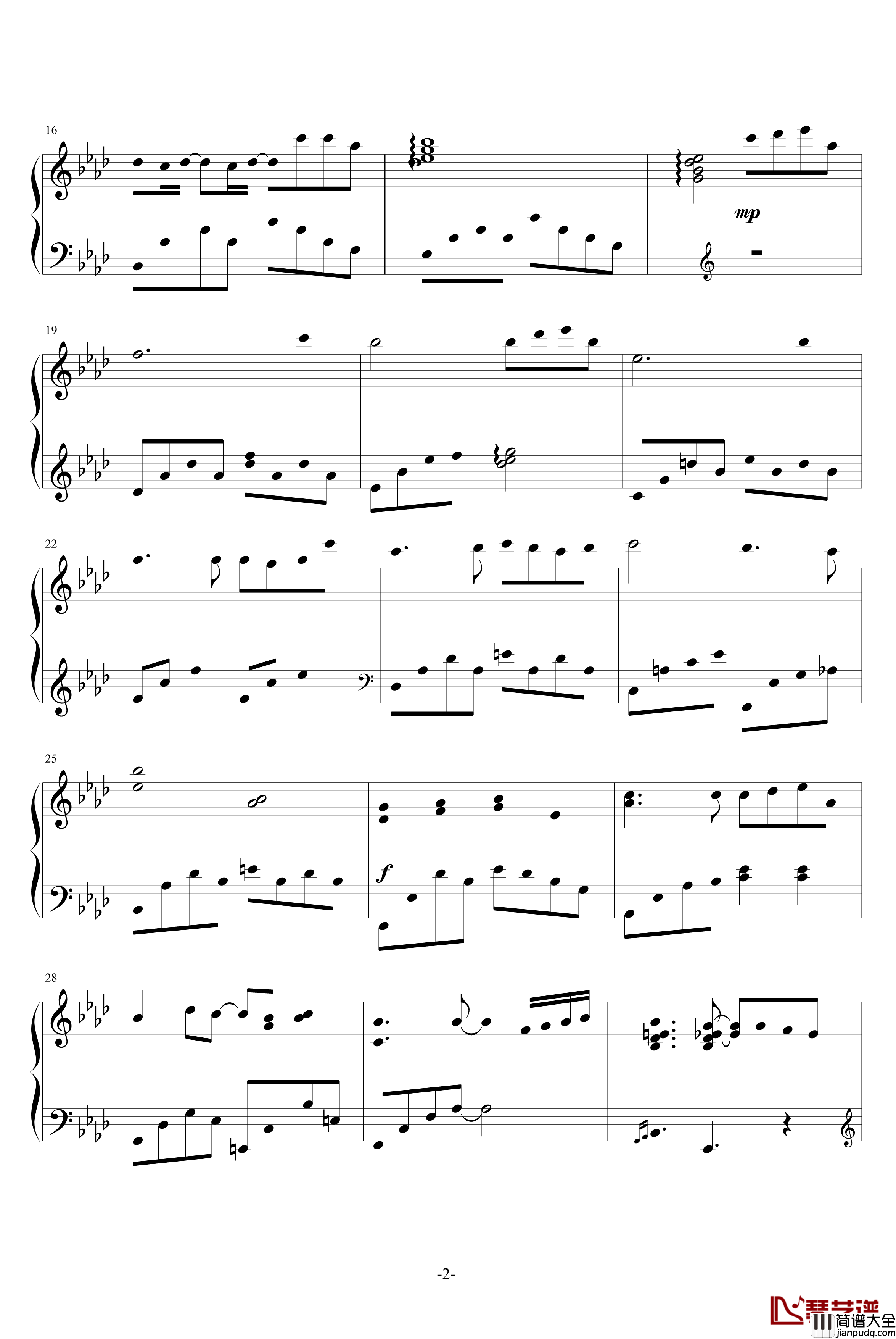 月之恋钢琴谱_天心琴