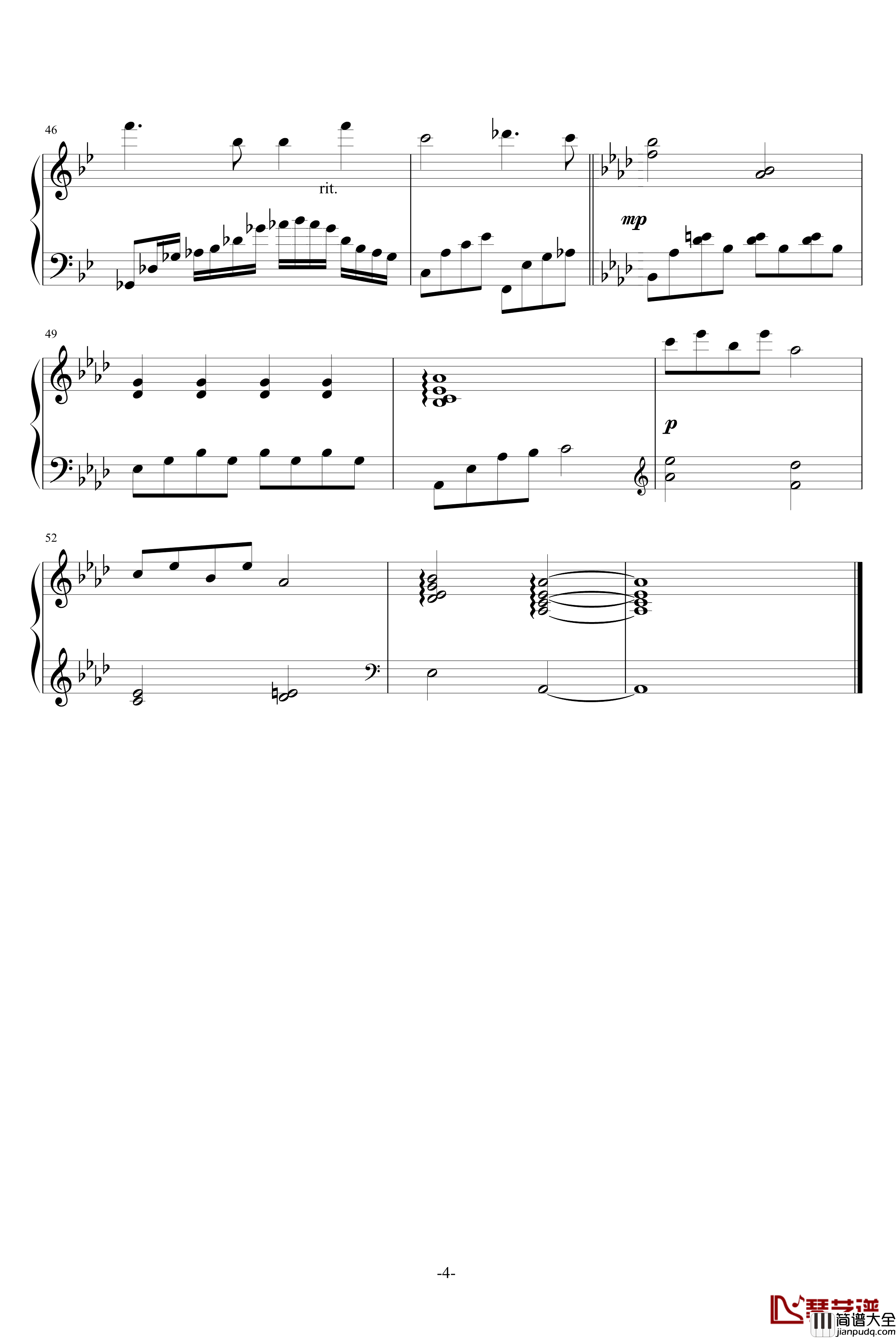 月之恋钢琴谱_天心琴