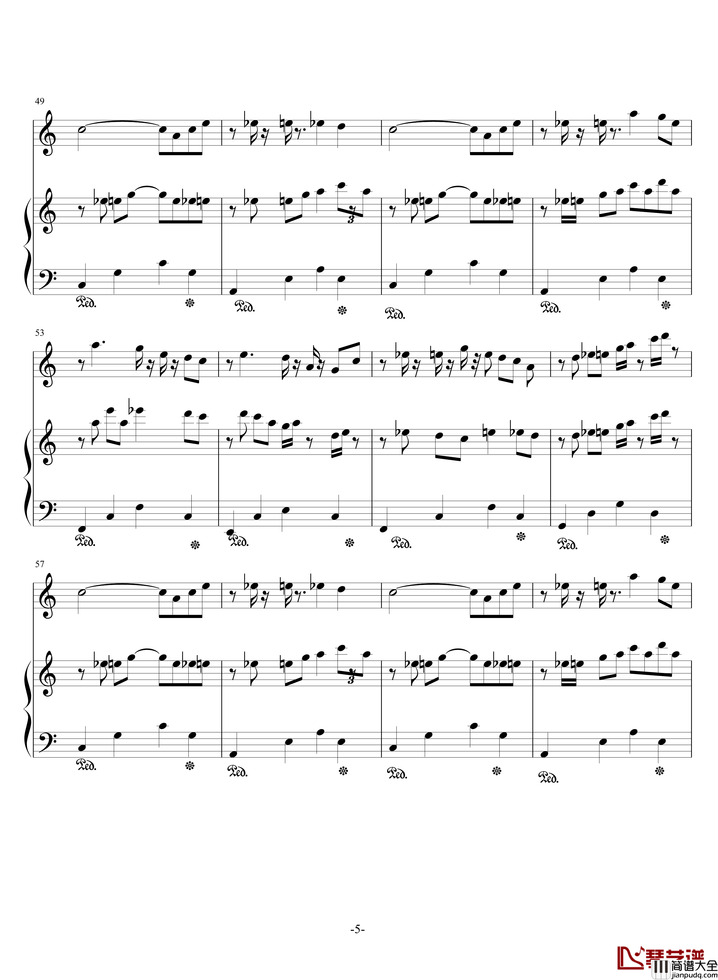 屋顶上的猫钢琴谱_3028102