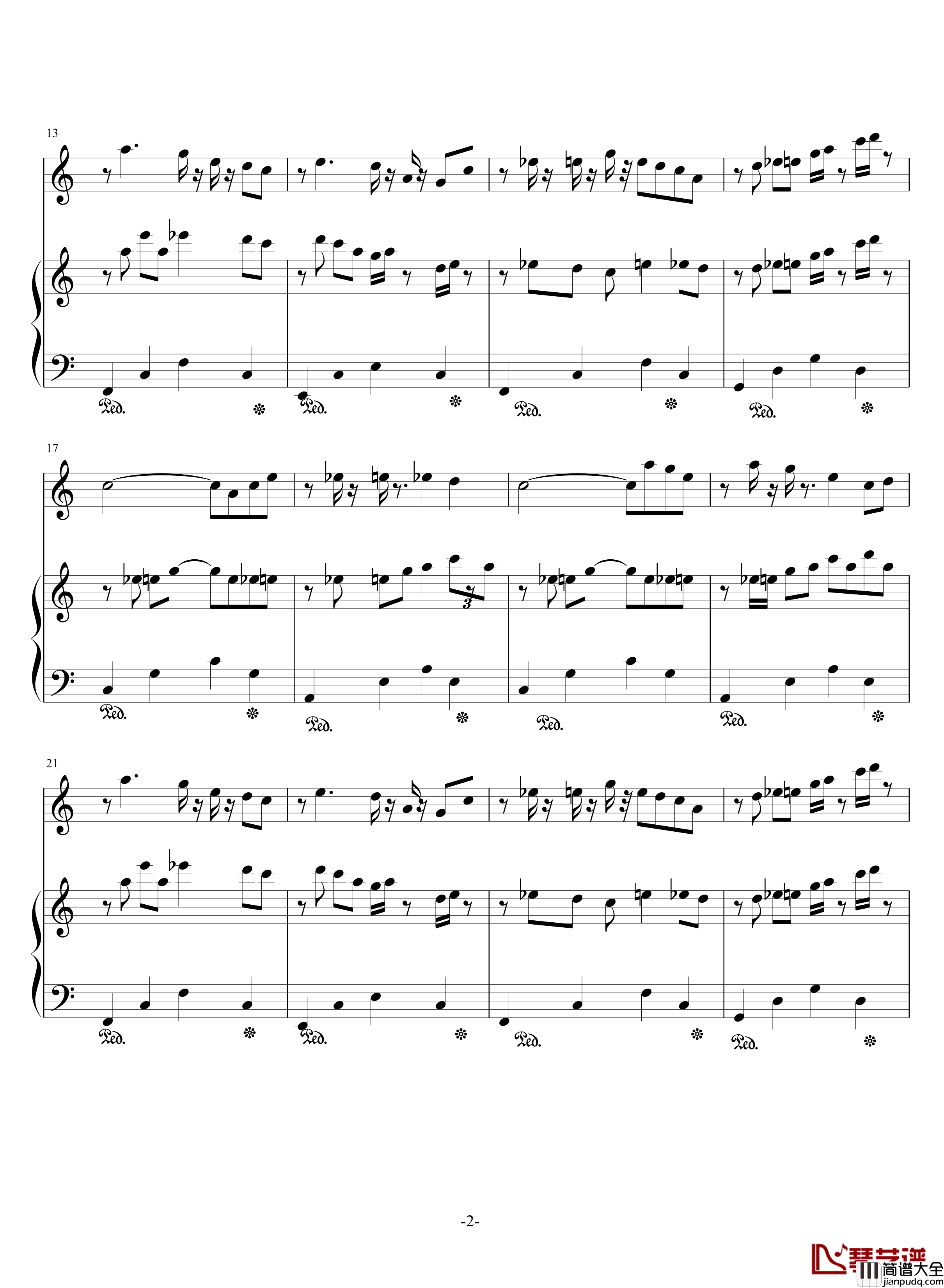 屋顶上的猫钢琴谱_3028102