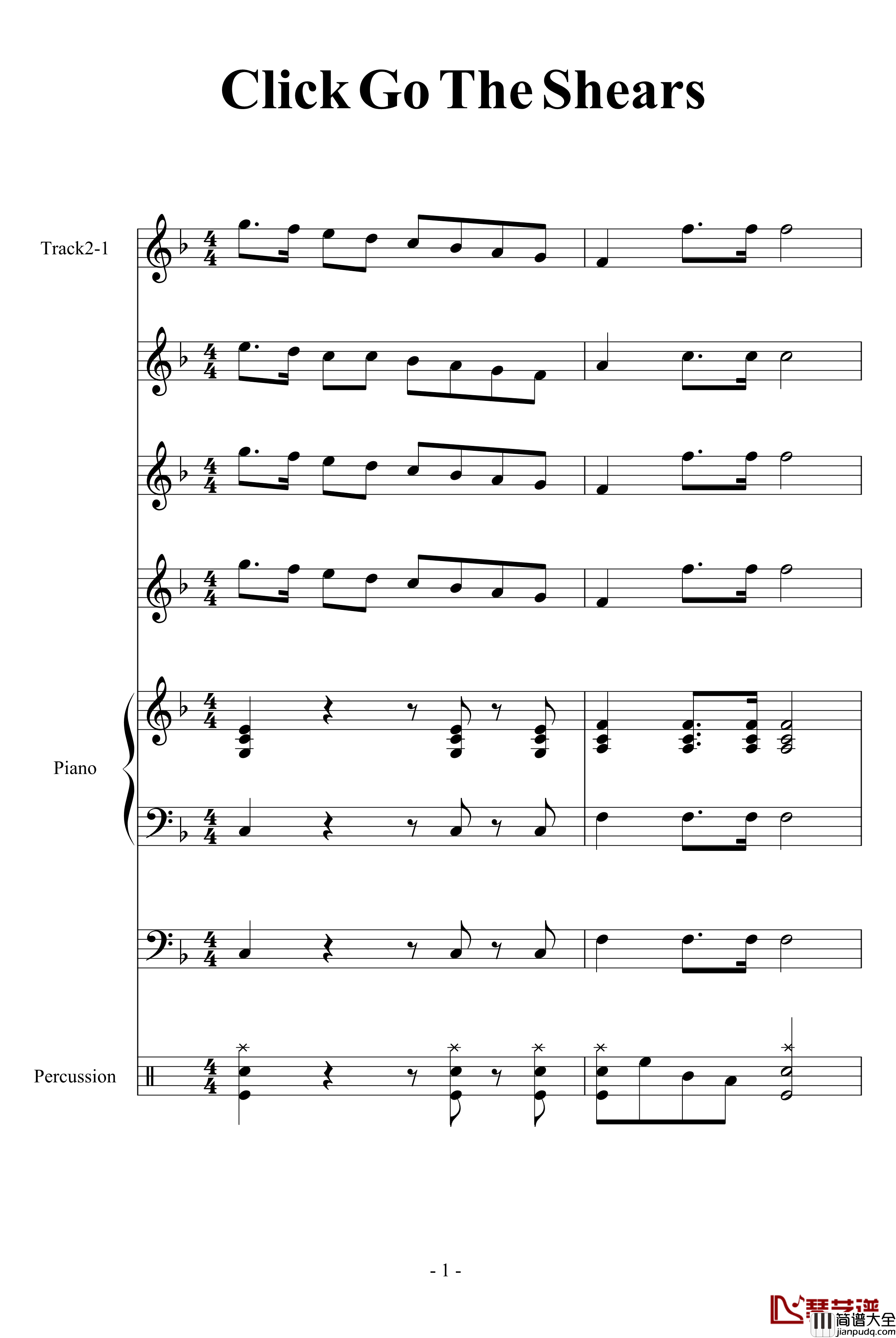 剪羊毛钢琴谱_欧美经典