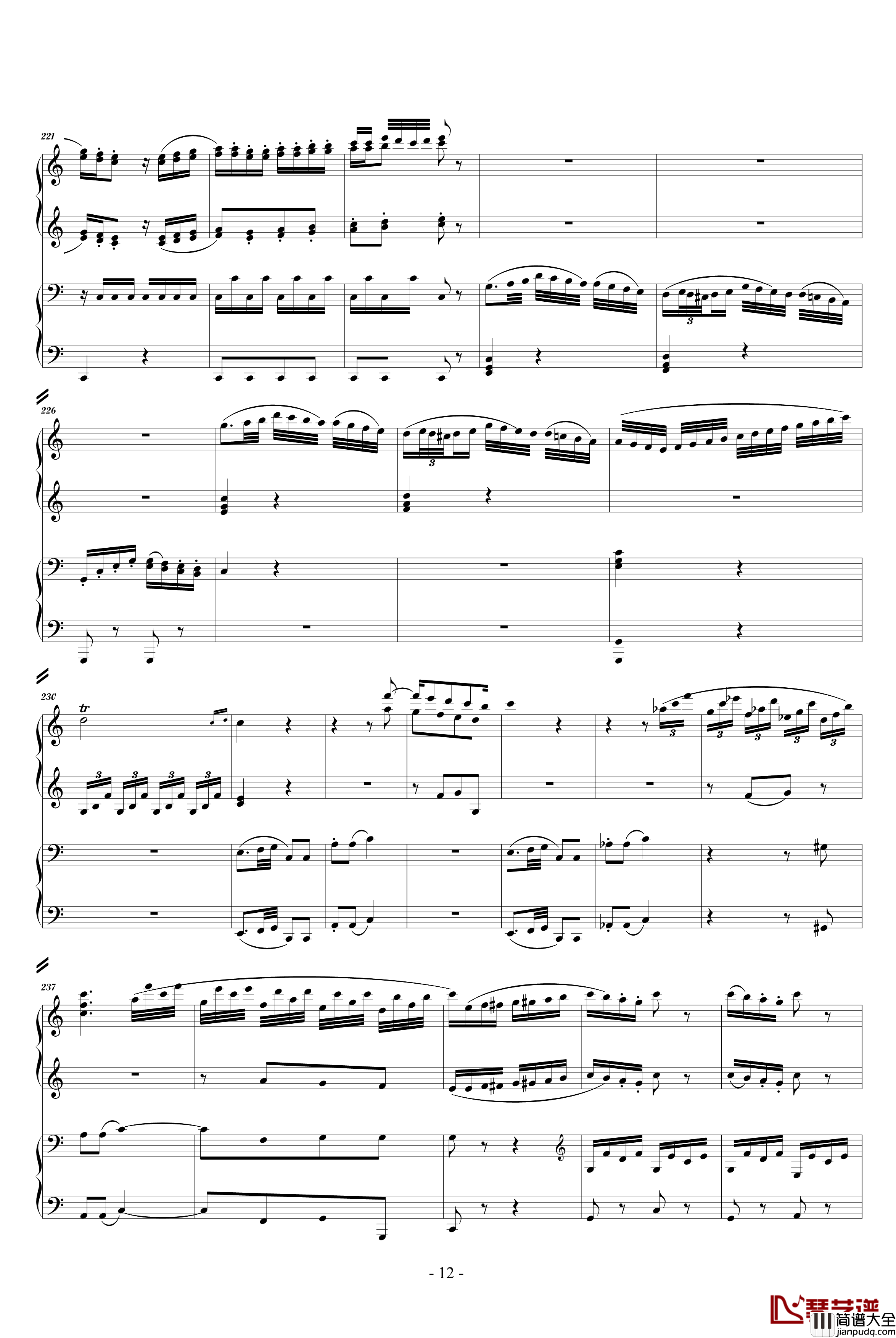 C大调四手联弹琴奏鸣曲钢琴谱_第三乐章_莫扎特