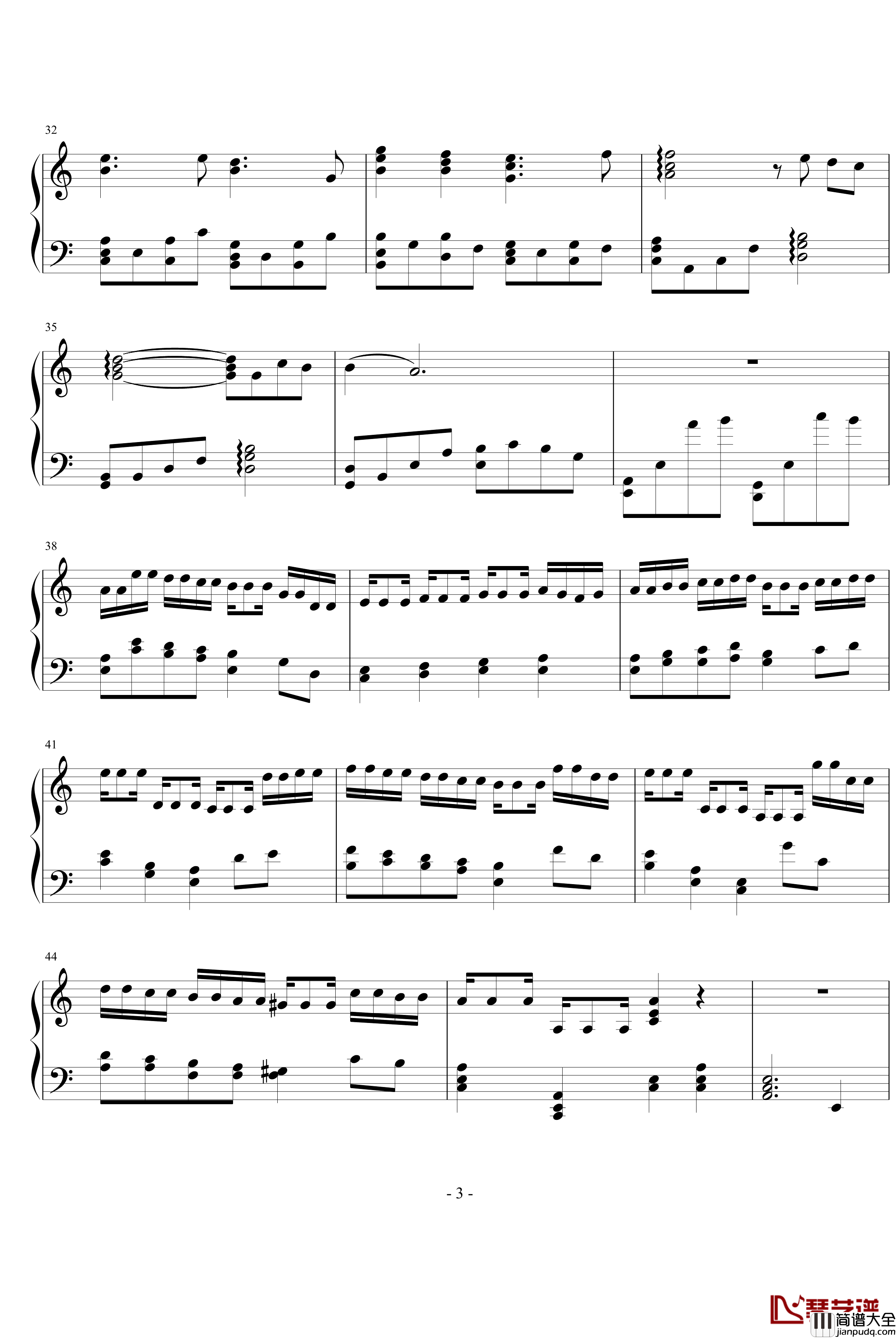 幻想三国志4片尾曲钢琴谱_独酌_动漫影视